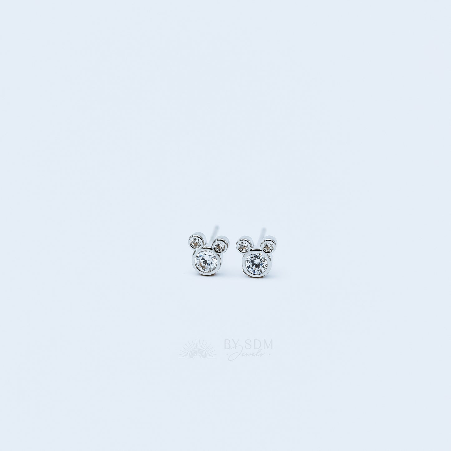 Triple Circle Studs Earrings • Mouse Stud Earrings, Silver
