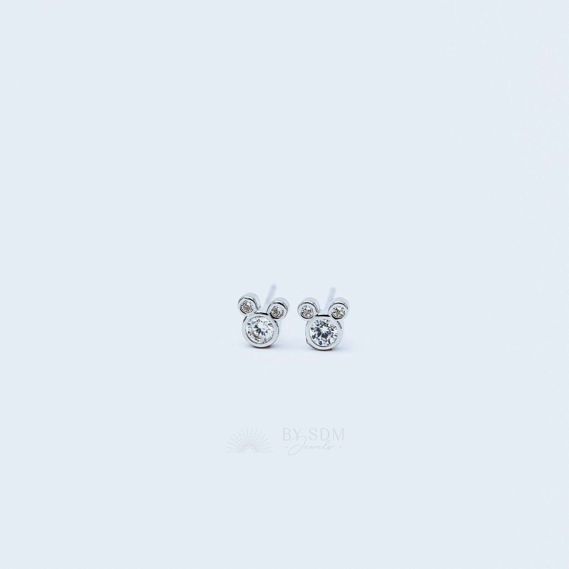 Triple Circle Studs Earrings • Mouse Stud Earrings, Silver
