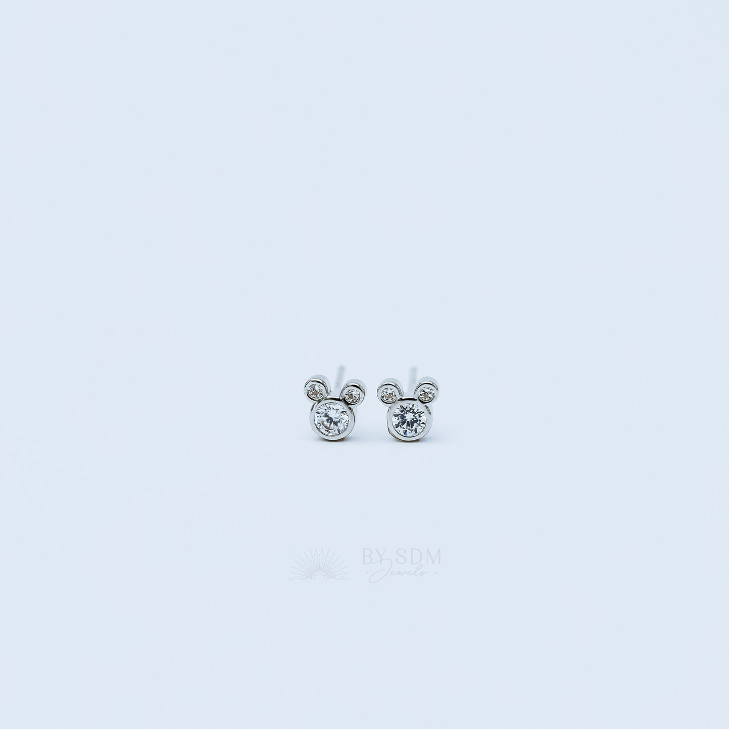 Triple Circle Studs Earrings • Mouse Stud Earrings, Silver