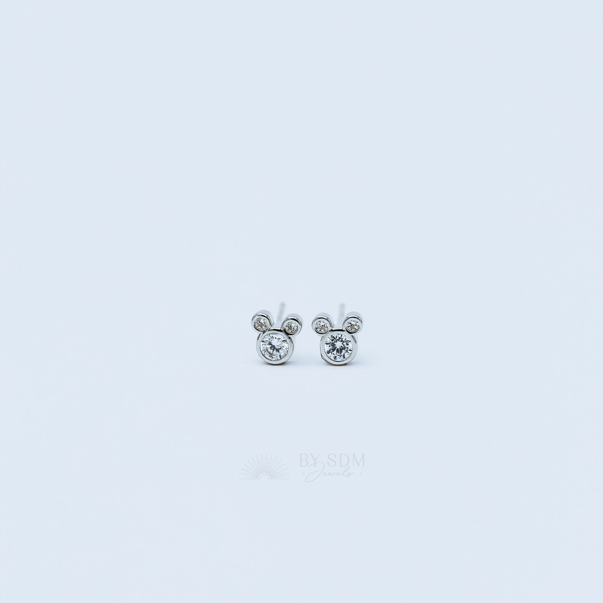 Triple Circle Studs Earrings • Mouse Stud Earrings, Silver