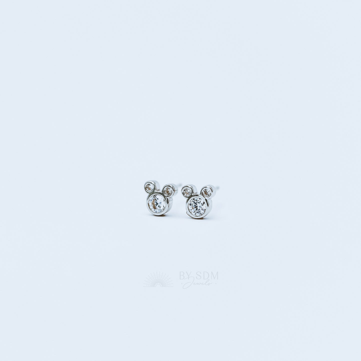 Triple Circle Studs Earrings • Mouse Stud Earrings, Silver