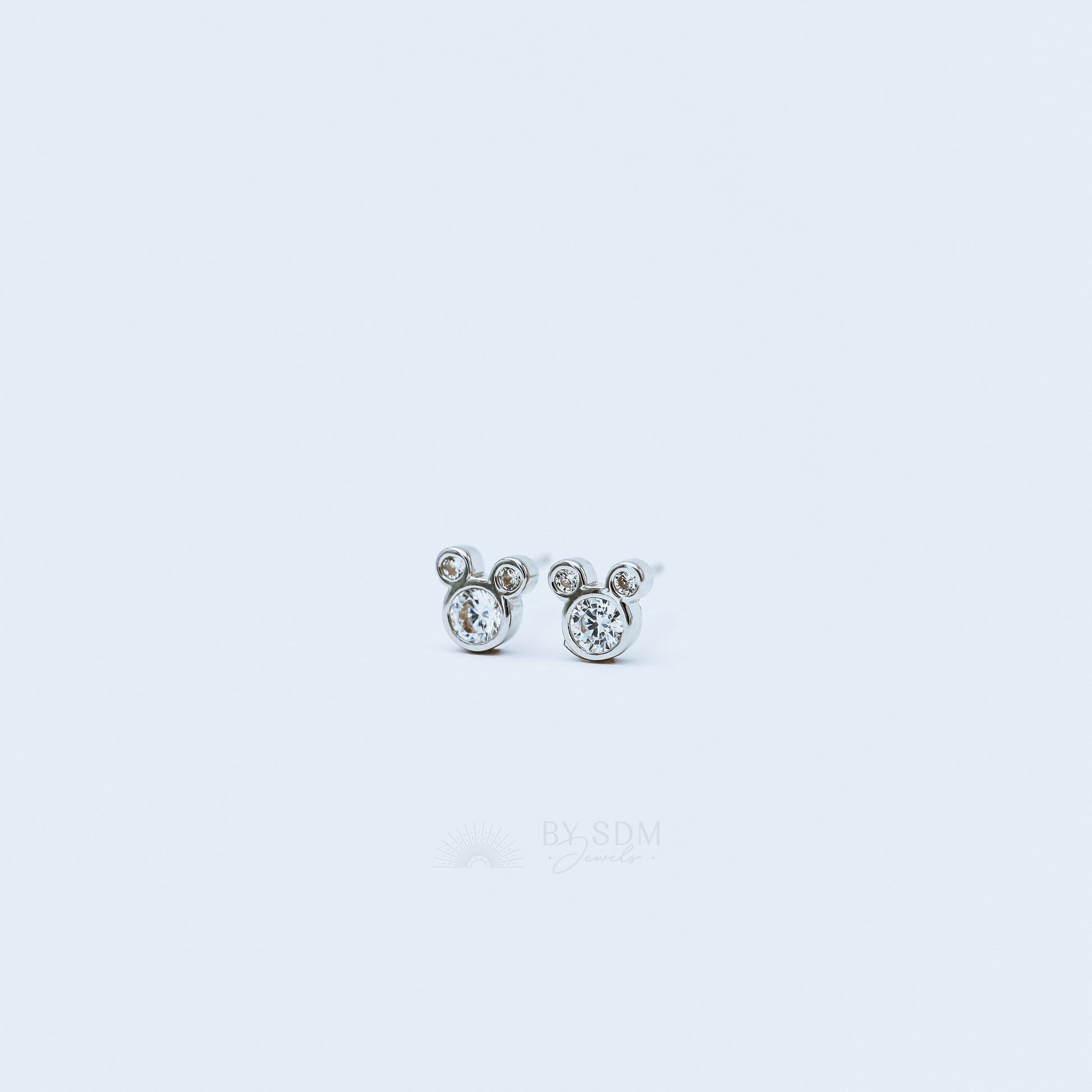 Triple Circle Studs Earrings • Mouse Stud Earrings, Silver