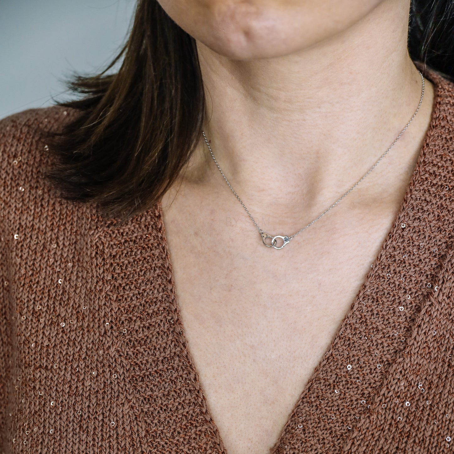 Freedom Handcuff Necklace • Dainty Eternity Necklace • Sterling Silver