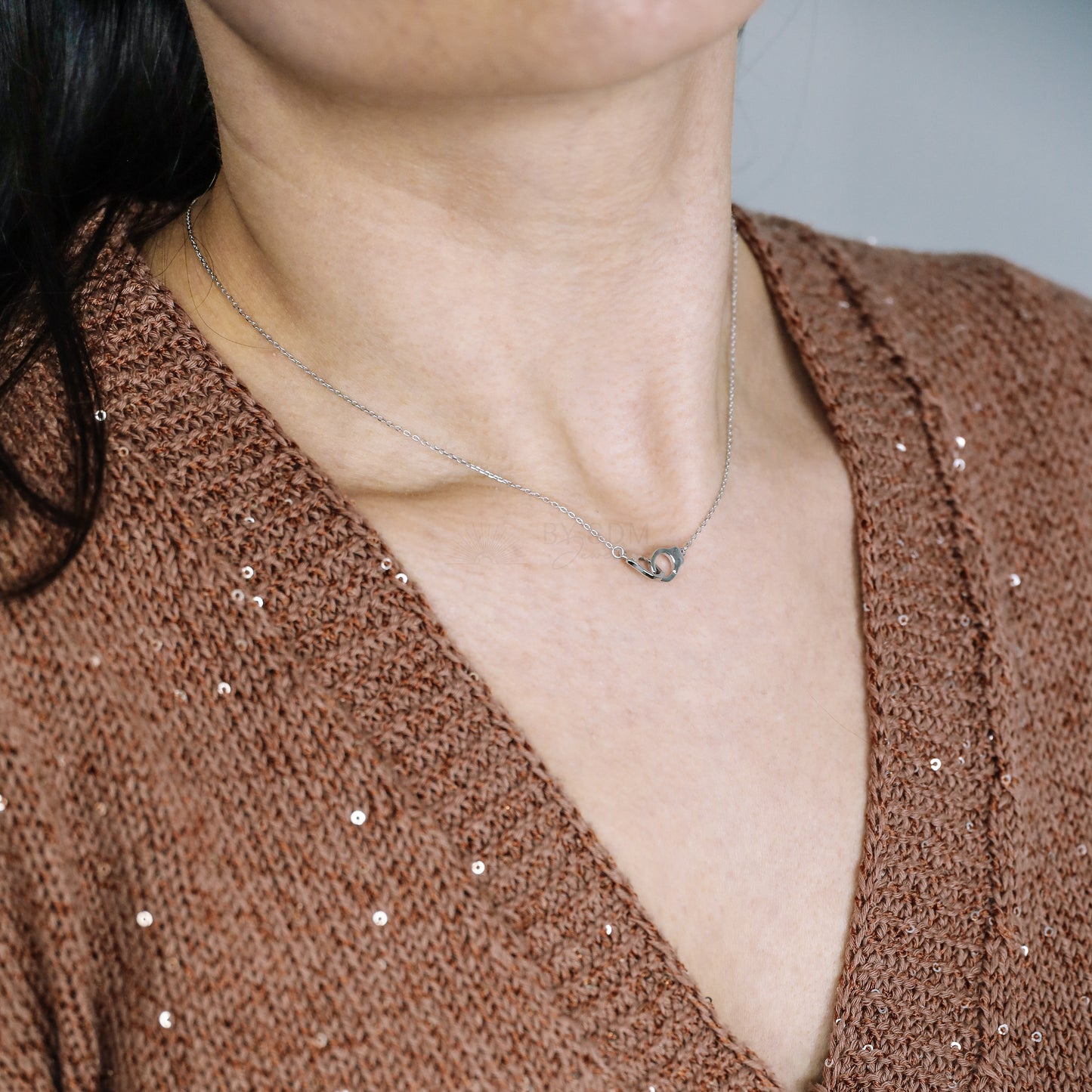Freedom Handcuff Necklace • Dainty Eternity Necklace • Sterling Silver