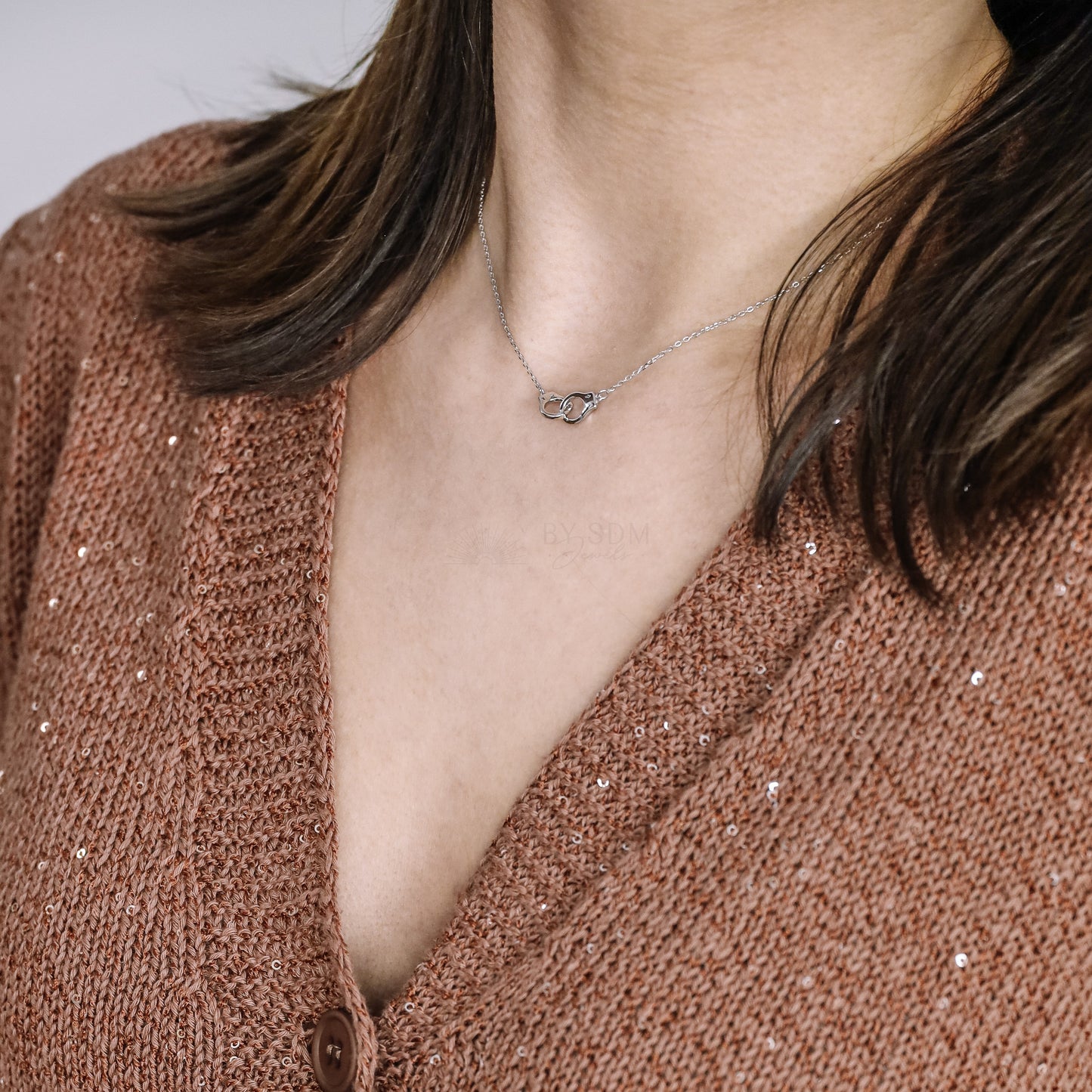 Freedom Handcuff Necklace • Dainty Eternity Necklace • Sterling Silver
