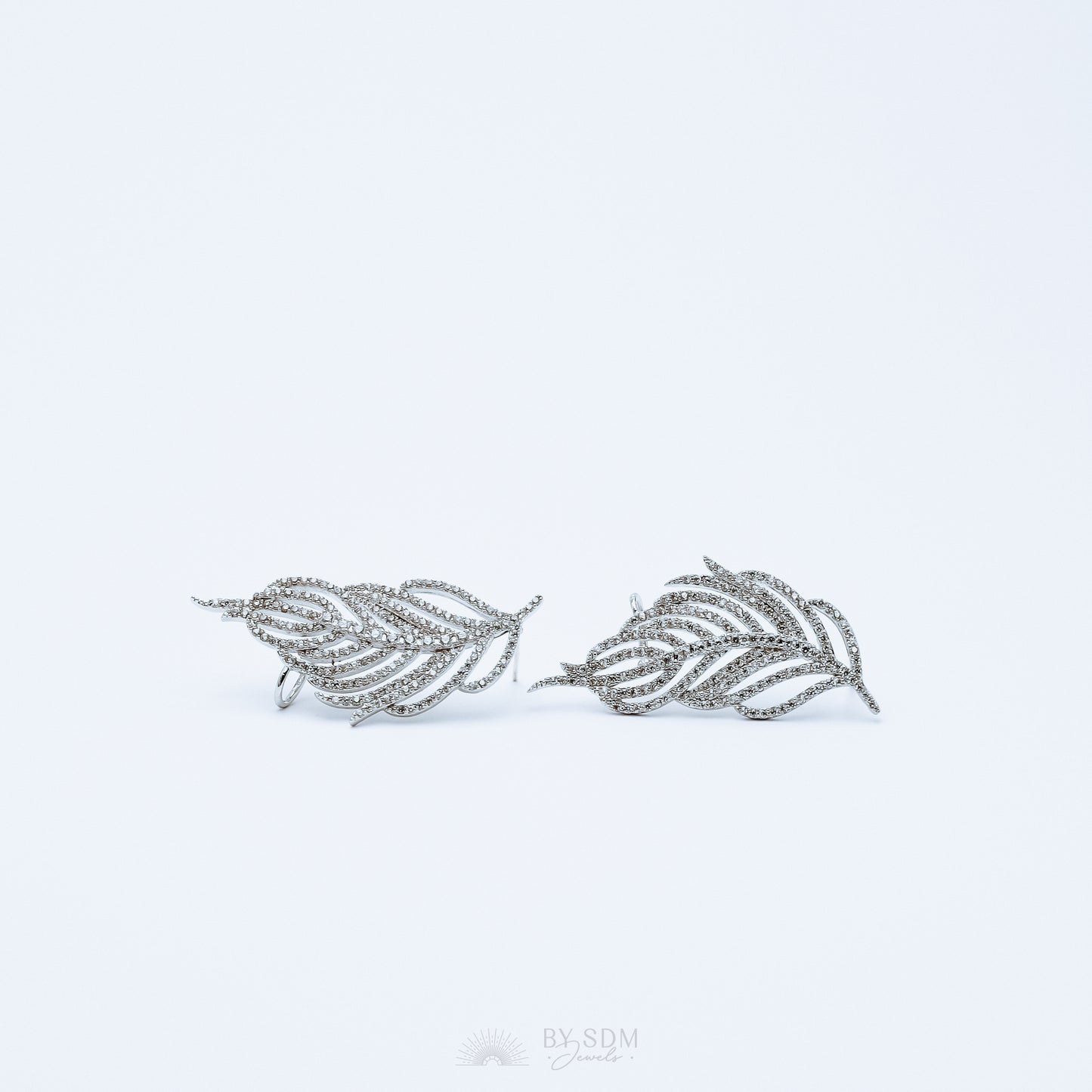 Leaf Ear Climber Earrings • Ear Crawler Earrings • Crystal Ear Cuff • Feather Earrings • Climbing Earrings • Bridal Earrings • Ear Cuff