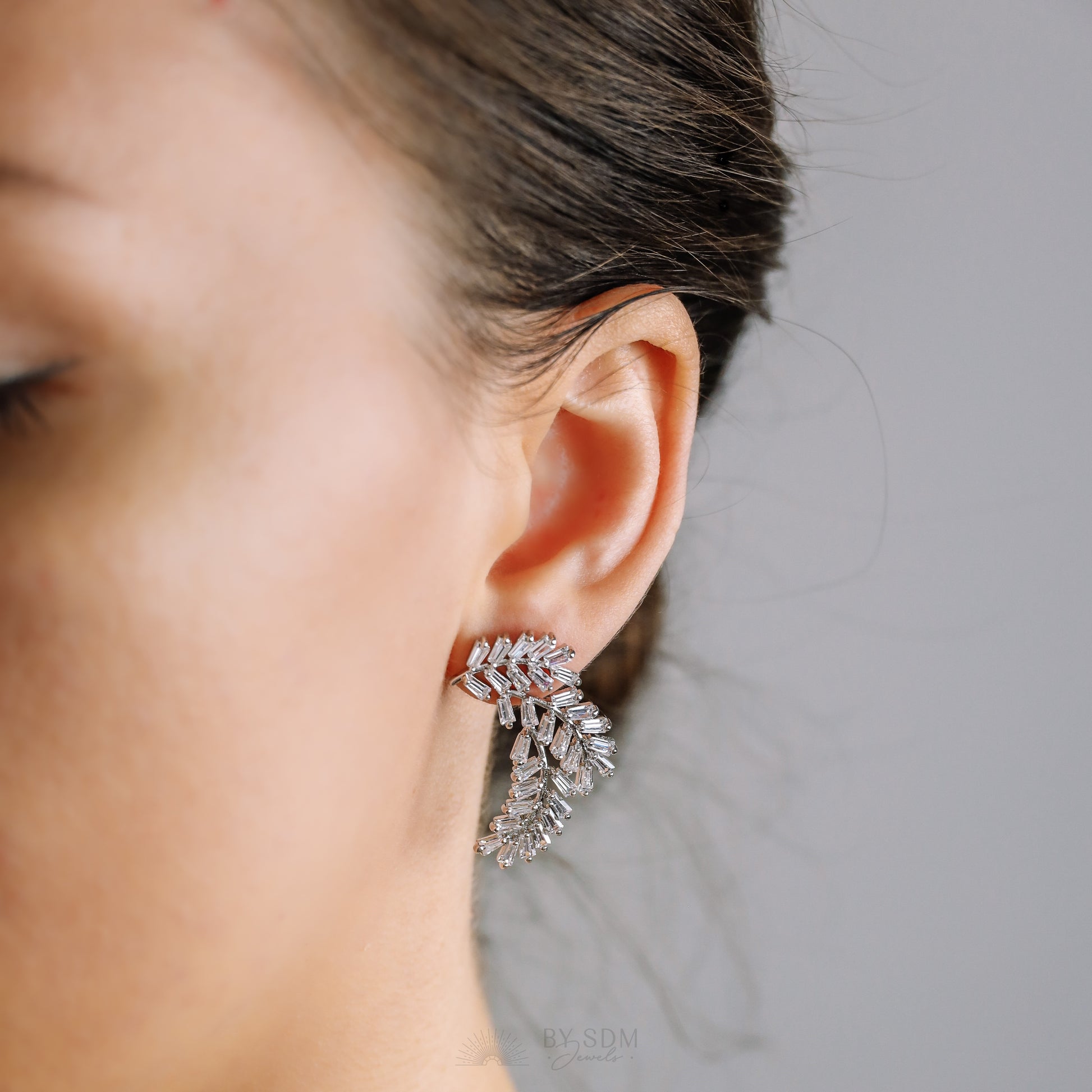 Crystal Bridal Earrings • Crystal Earrings • Crystal Drop Earrings • Leaf Bridal Jewelry • Feather Bridal Earrings • Bridesmaid Gifts