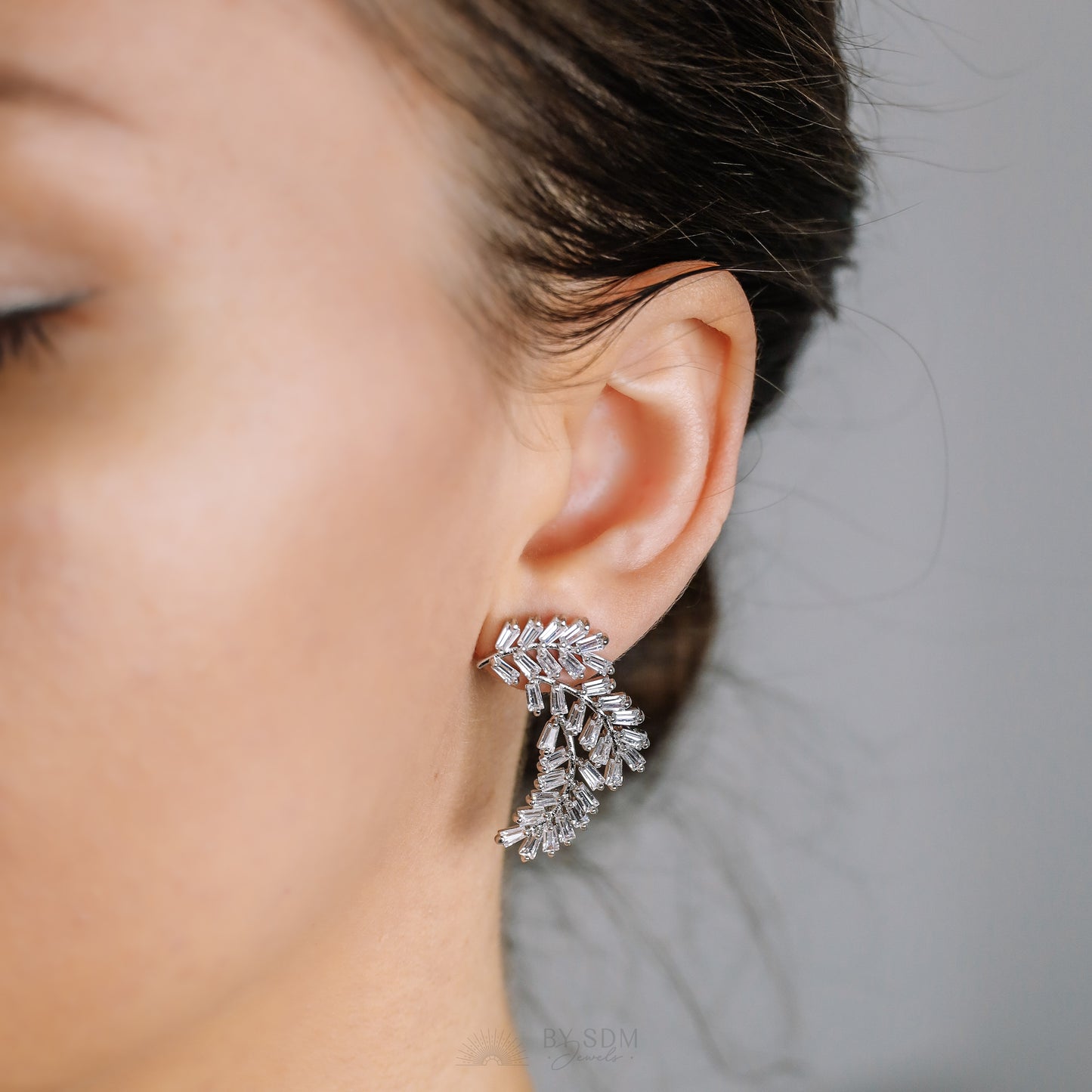 Crystal Bridal Earrings • Crystal Earrings • Crystal Drop Earrings • Leaf Bridal Jewelry • Feather Bridal Earrings • Bridesmaid Gifts