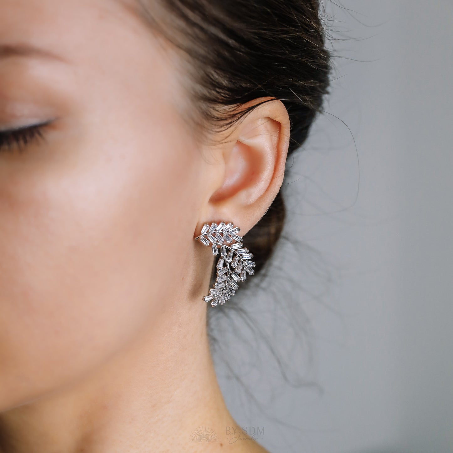 Crystal Bridal Earrings • Crystal Earrings • Crystal Drop Earrings • Leaf Bridal Jewelry • Feather Bridal Earrings • Bridesmaid Gifts