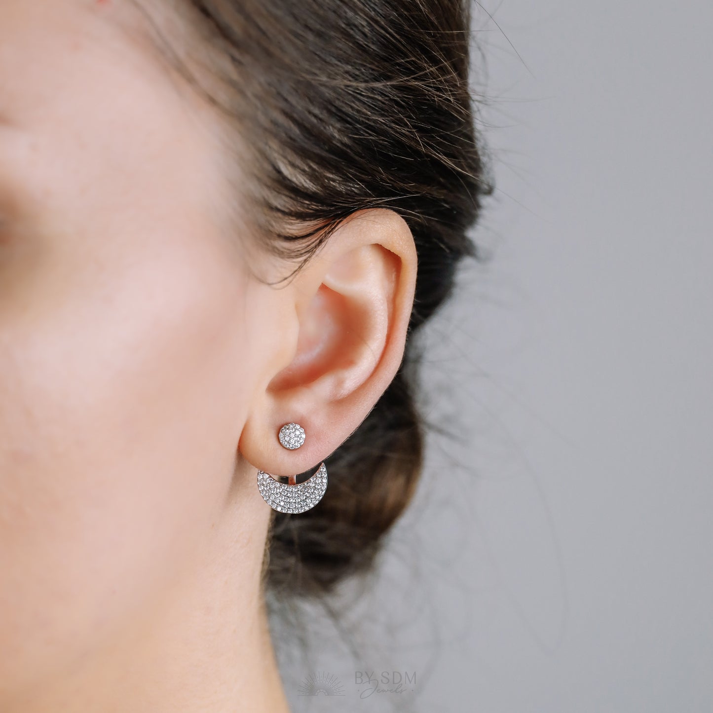 Moon Ear Jackets • Crescent Moon Earrings • Silver Ear Jacket • Minimalist Earrings • Cuff Earrings • Celestial Earrings • Dainty Ear Jacket