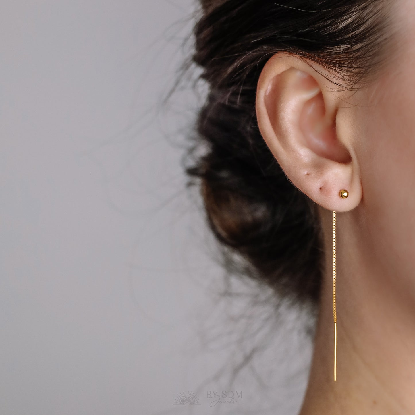 Tiny Ball Ear Threader • Gold, Silver, Rose Gold