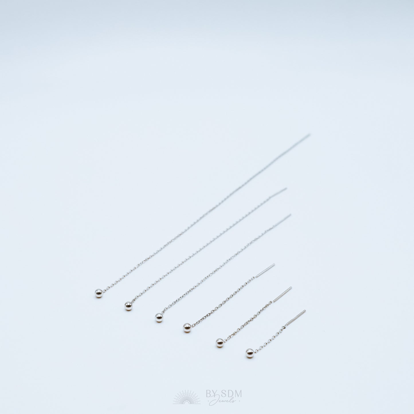 Tiny Ball Ear Threader • Gold, Silver from 160mm to 35mm Lenhgt
