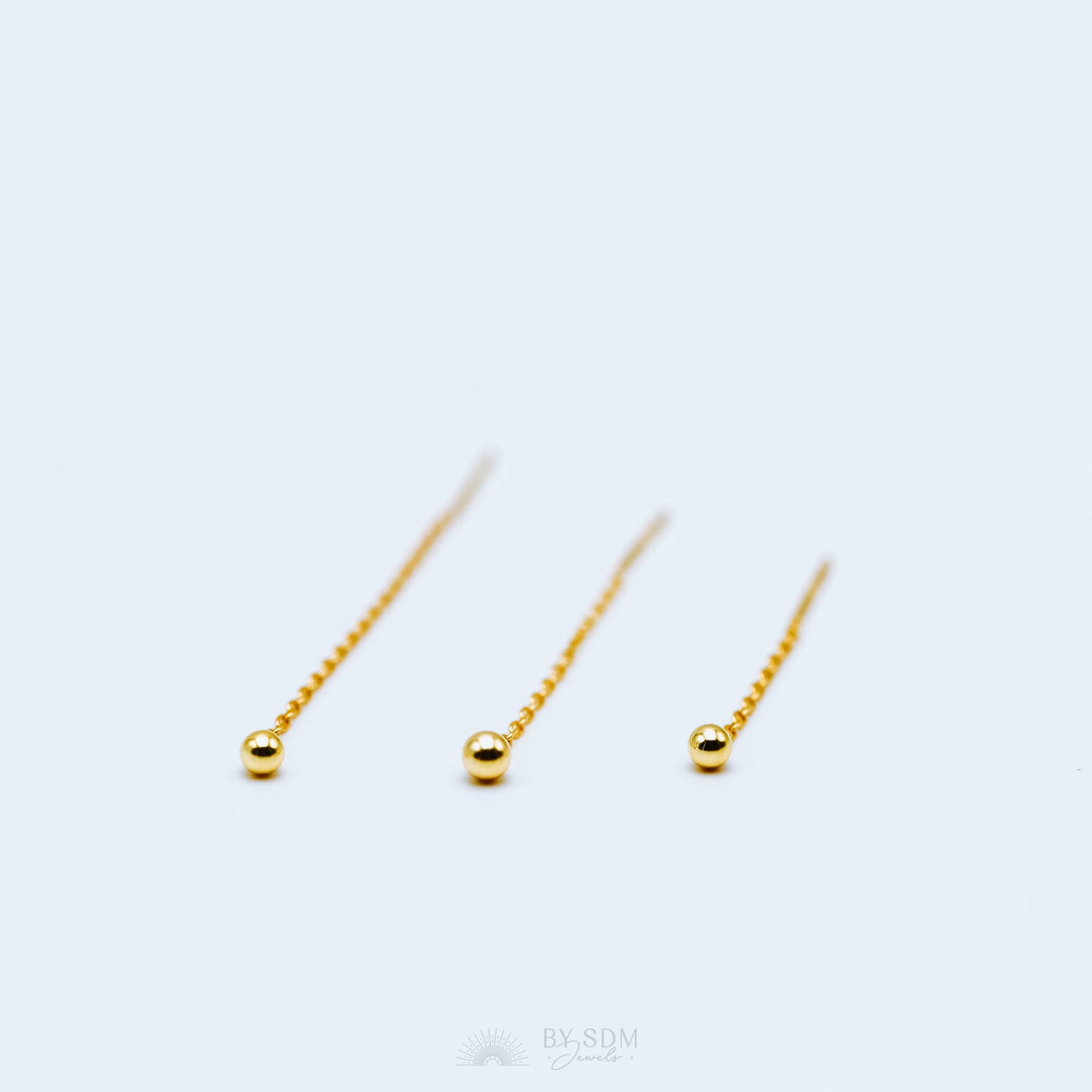 Tiny Ball Ear Threader • Gold, Silver from 160mm to 35mm Lenhgt