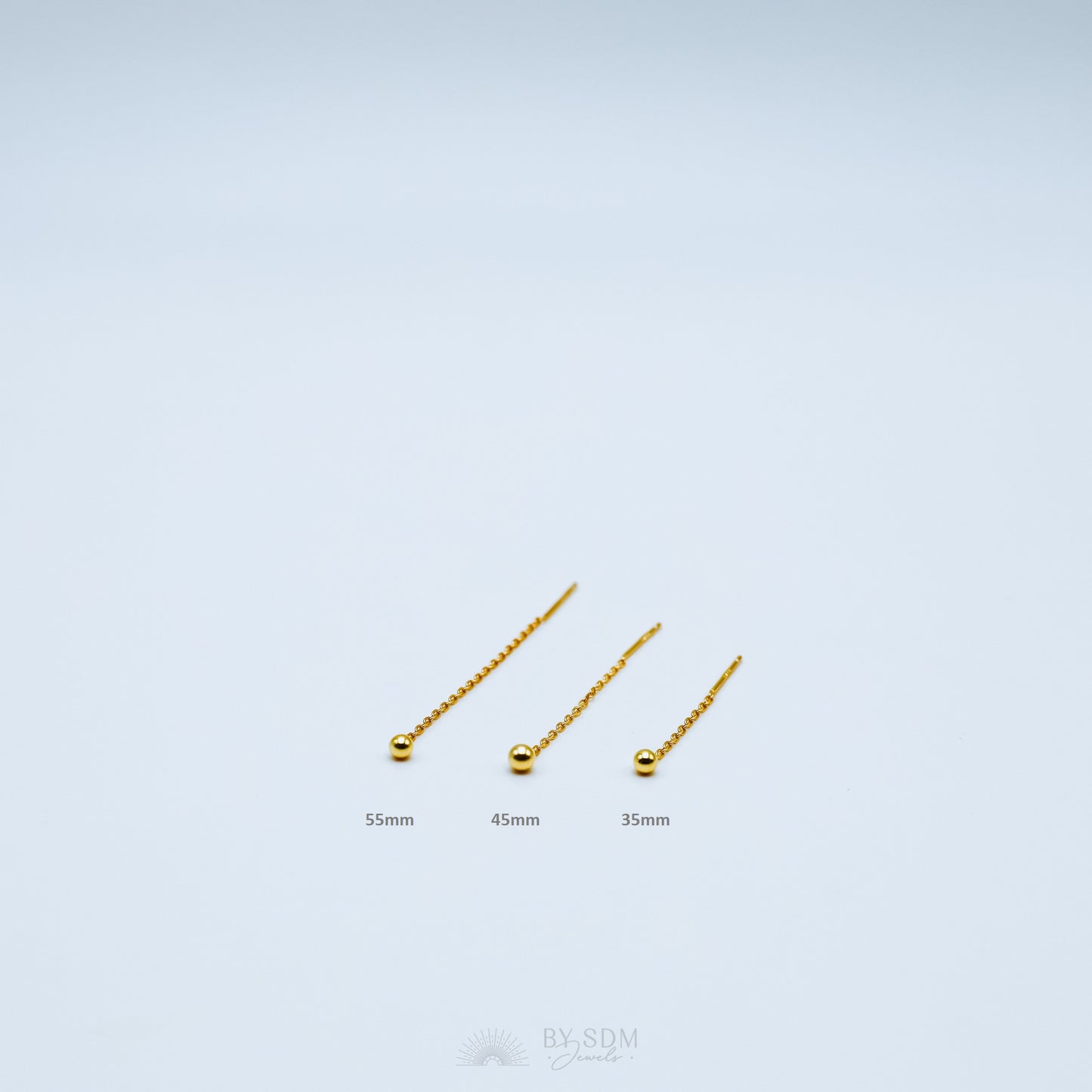 Tiny Ball Ear Threader • Gold, Silver from 160mm to 35mm Lenhgt