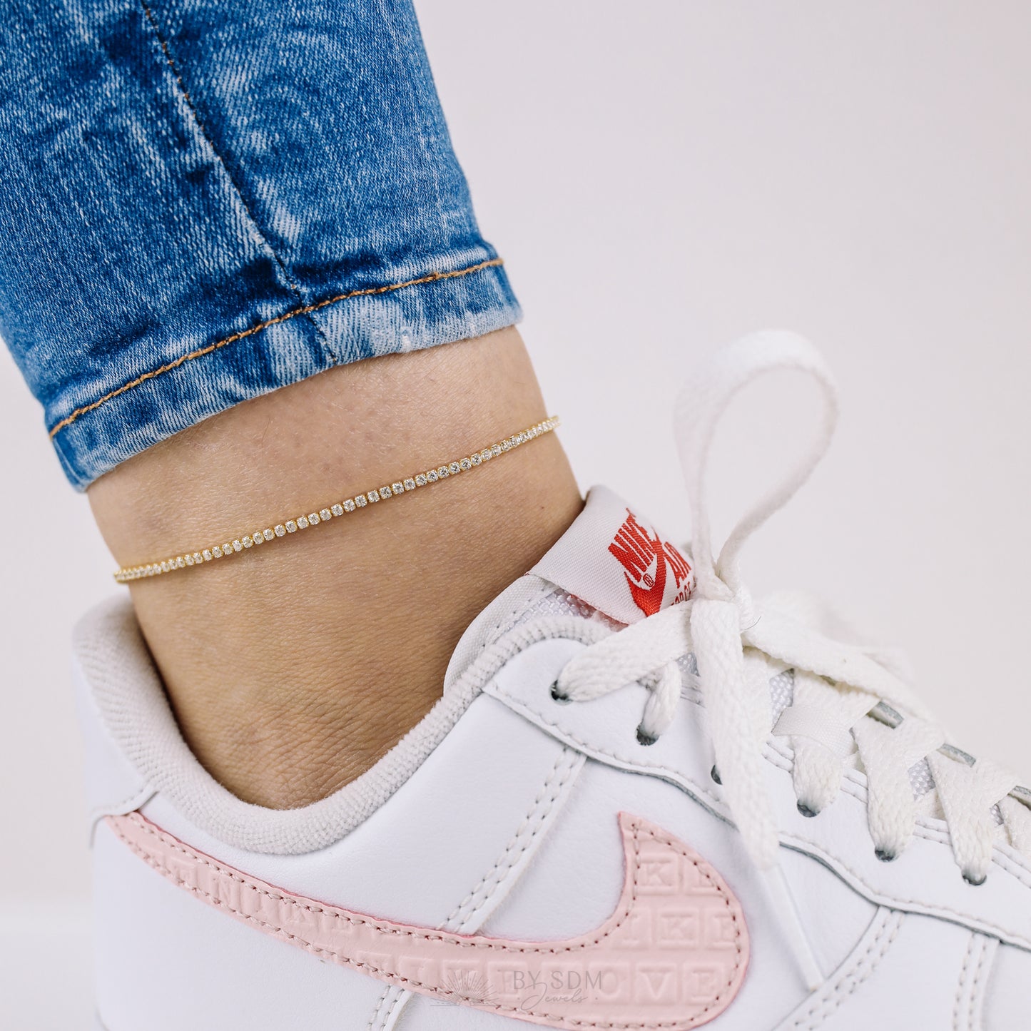 Sterling Silver Tennis Anklet • Tennis Chain Anklet Bracelet • Adjustable Tennis Anklet • Cubic Zircon Anklets • Crystal Sparkly Anklet