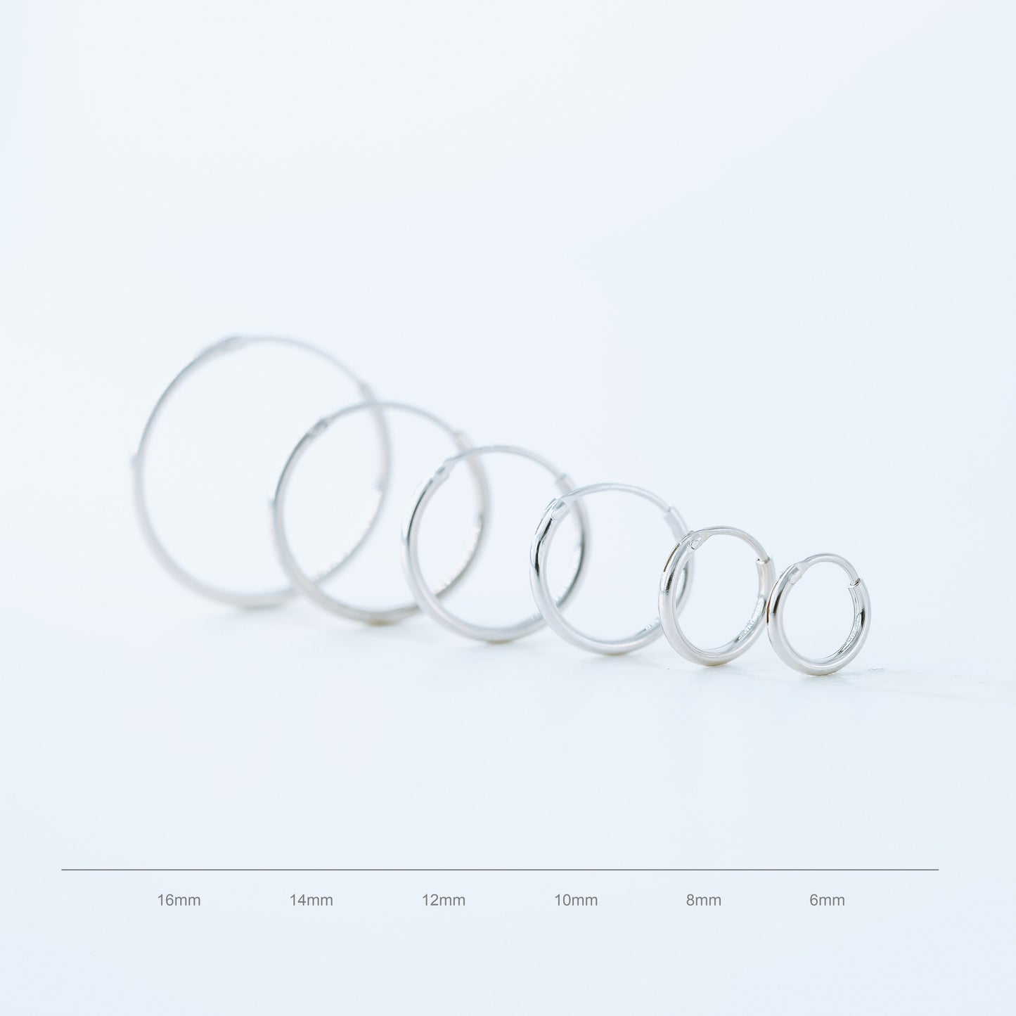 Thin Hoops Rings for Ear Piercings • Hoop With Hinge, 6, 8, 10, 12, 14, 16, 18mm, Silver • BYSDMJEWELS