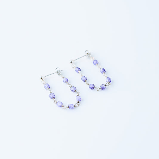 Simple Chain Dangle Earrings • Purple Dangle Earrings • Silver, Gold, Rose Gold • BYSDMJEWELS