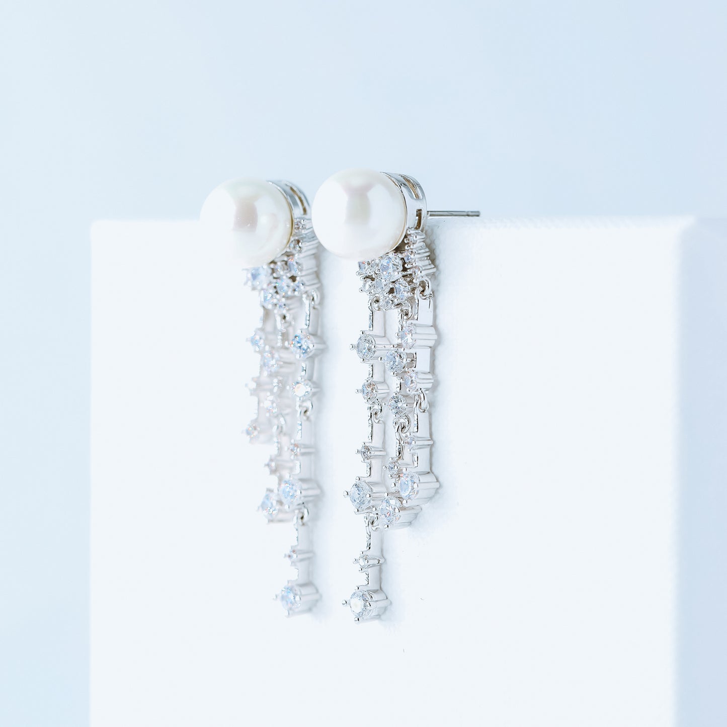 Wedding Earrings, Pearl Earrings, Bridal Jewelry, Crystal Earrings, Silver Earrings, BYSDMJEWELS