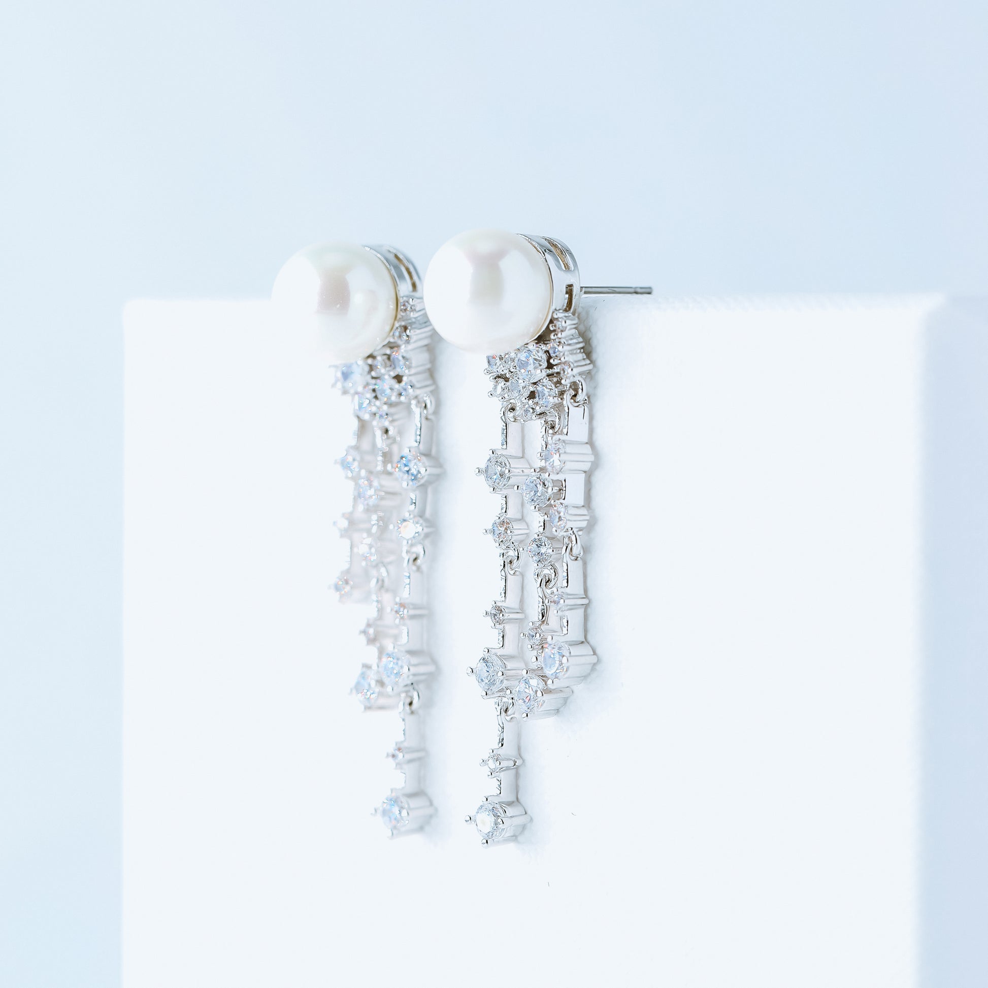 Wedding Earrings, Pearl Earrings, Bridal Jewelry, Crystal Earrings, Silver Earrings, BYSDMJEWELS