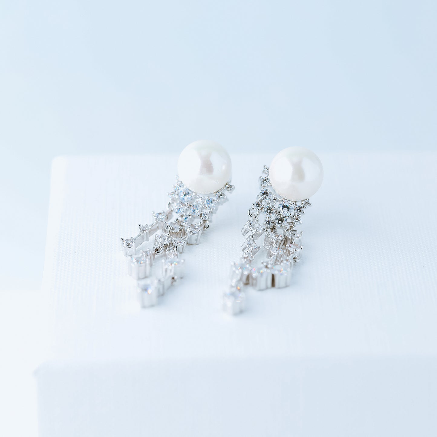 Wedding Earrings, Pearl Earrings, Bridal Jewelry, Crystal Earrings, Silver Earrings, BYSDMJEWELS