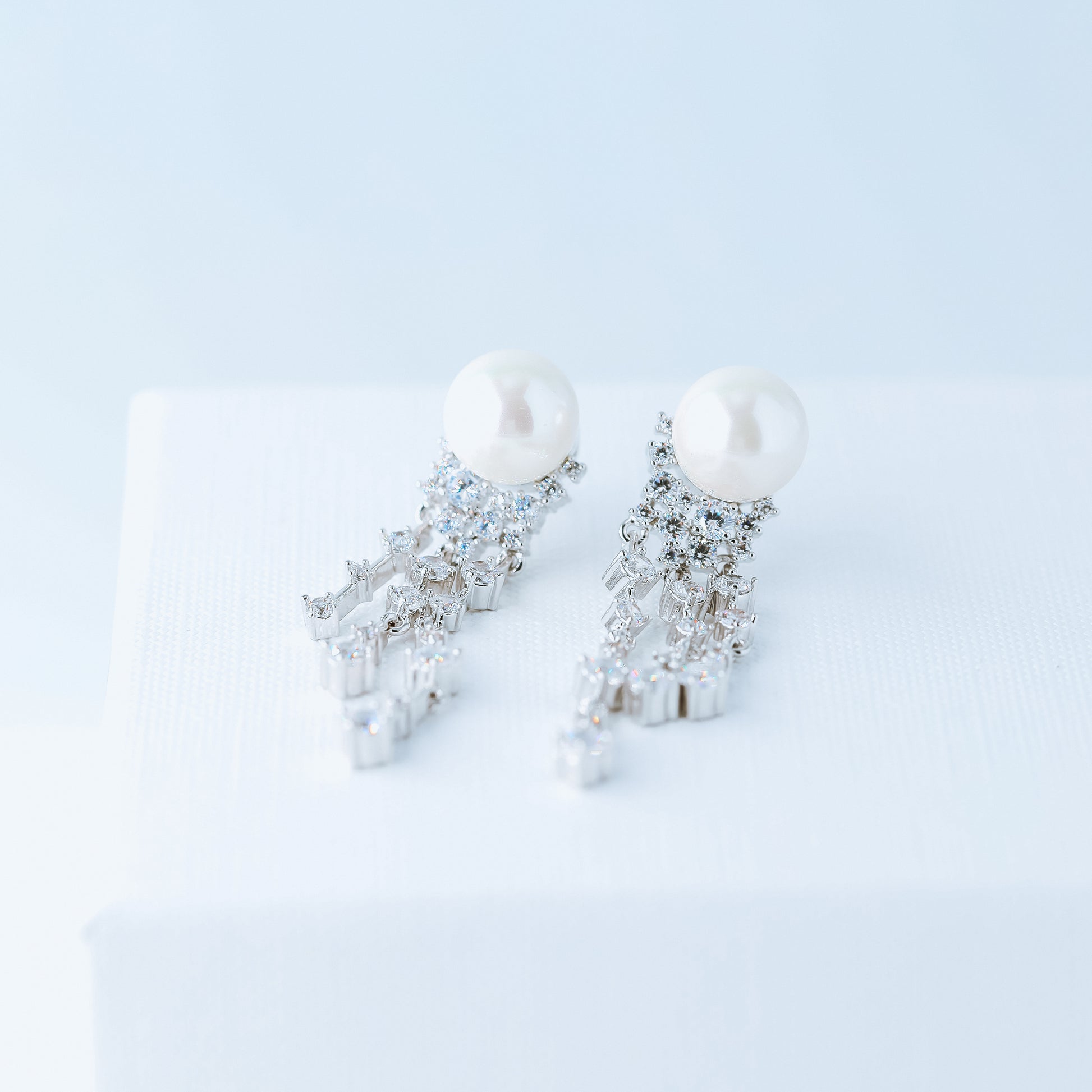 Wedding Earrings, Pearl Earrings, Bridal Jewelry, Crystal Earrings, Silver Earrings, BYSDMJEWELS