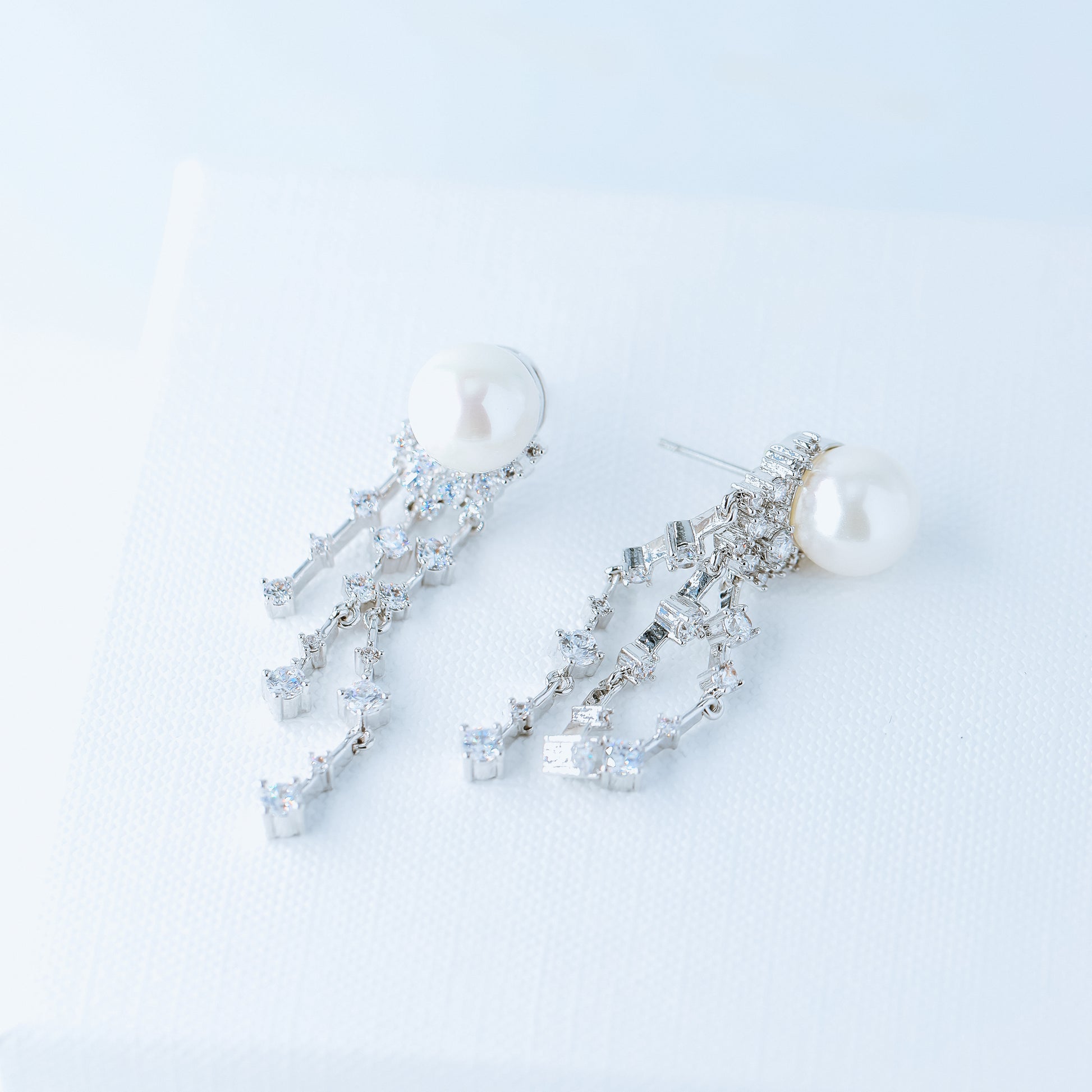 Wedding Earrings, Pearl Earrings, Bridal Jewelry, Crystal Earrings, Silver Earrings, BYSDMJEWELS