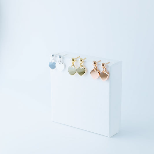 Dangle Heart Stud Earrings Rose Gold Heart Earrings Teeny Tiny Heart Earrings Gold Heart Stud Earrings Silver Tiffany Heart Earrings