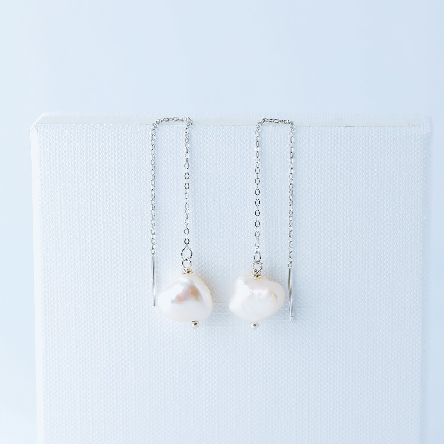 Keshi Genuine Pearl Threader Earrings, Pearl Ear Threaders, Natural Freshwater Pearls, Drop Ear Threaders, Silver or Gold, BYSDMJEWELS