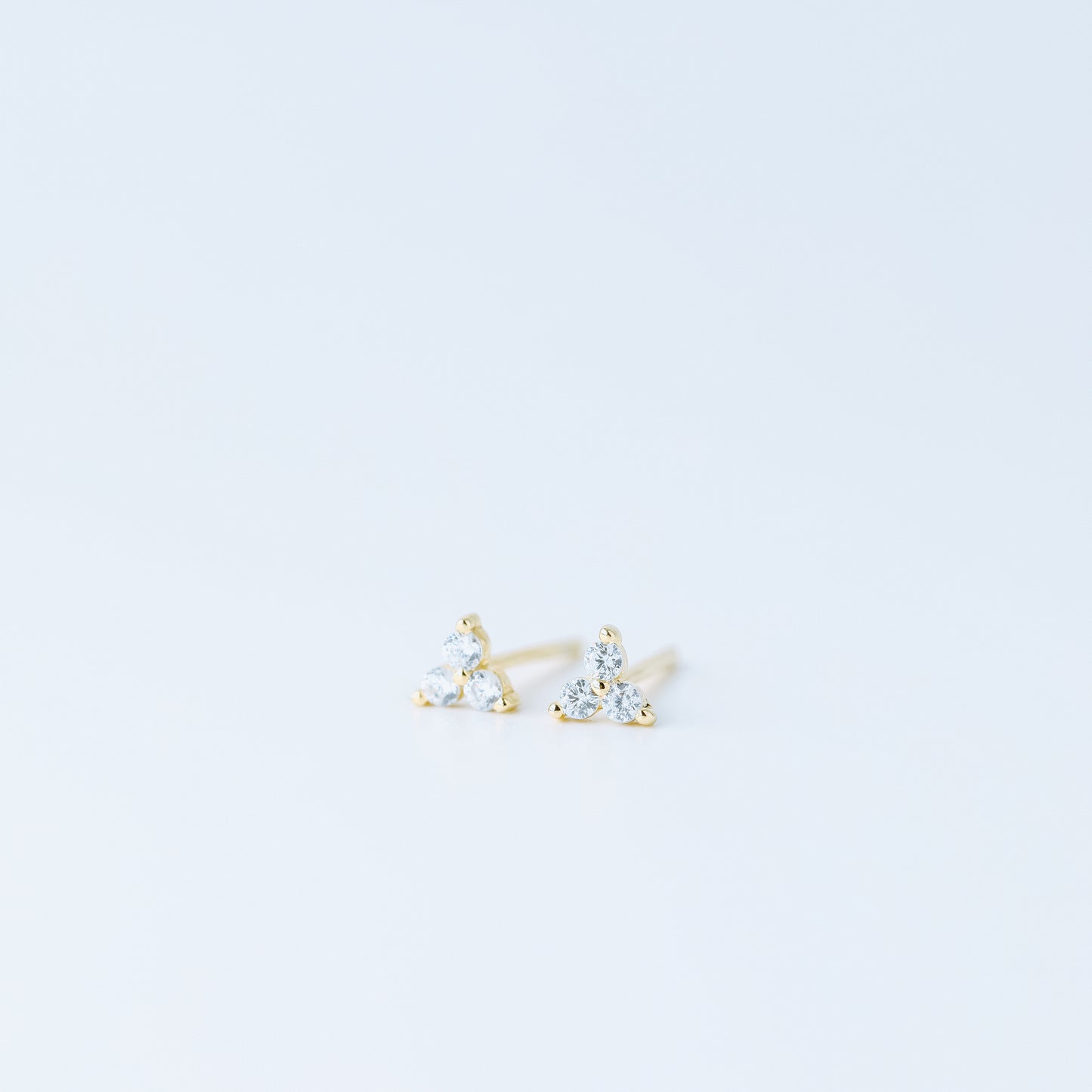 Tiny Clover Flower Stud Earrings, Silver, Gold, BYSDMJEWELS