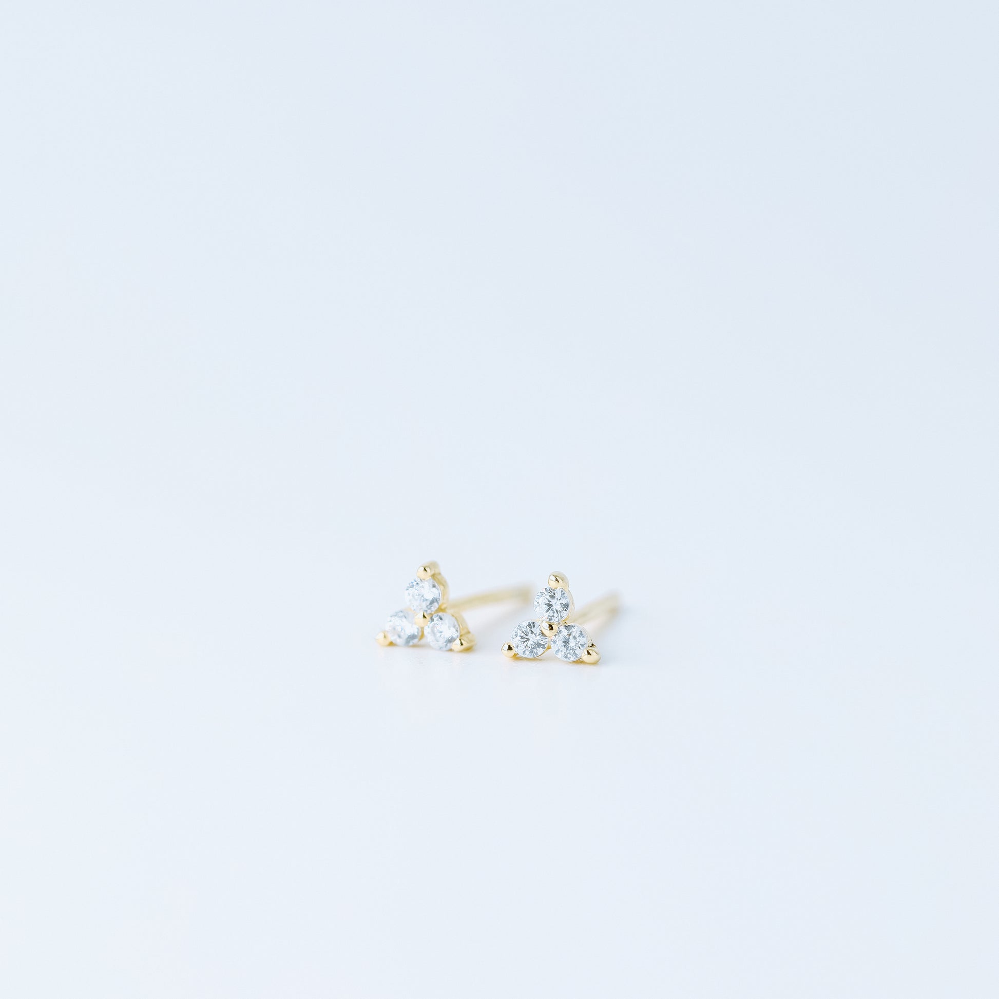 Tiny Clover Flower Stud Earrings, Silver, Gold, BYSDMJEWELS