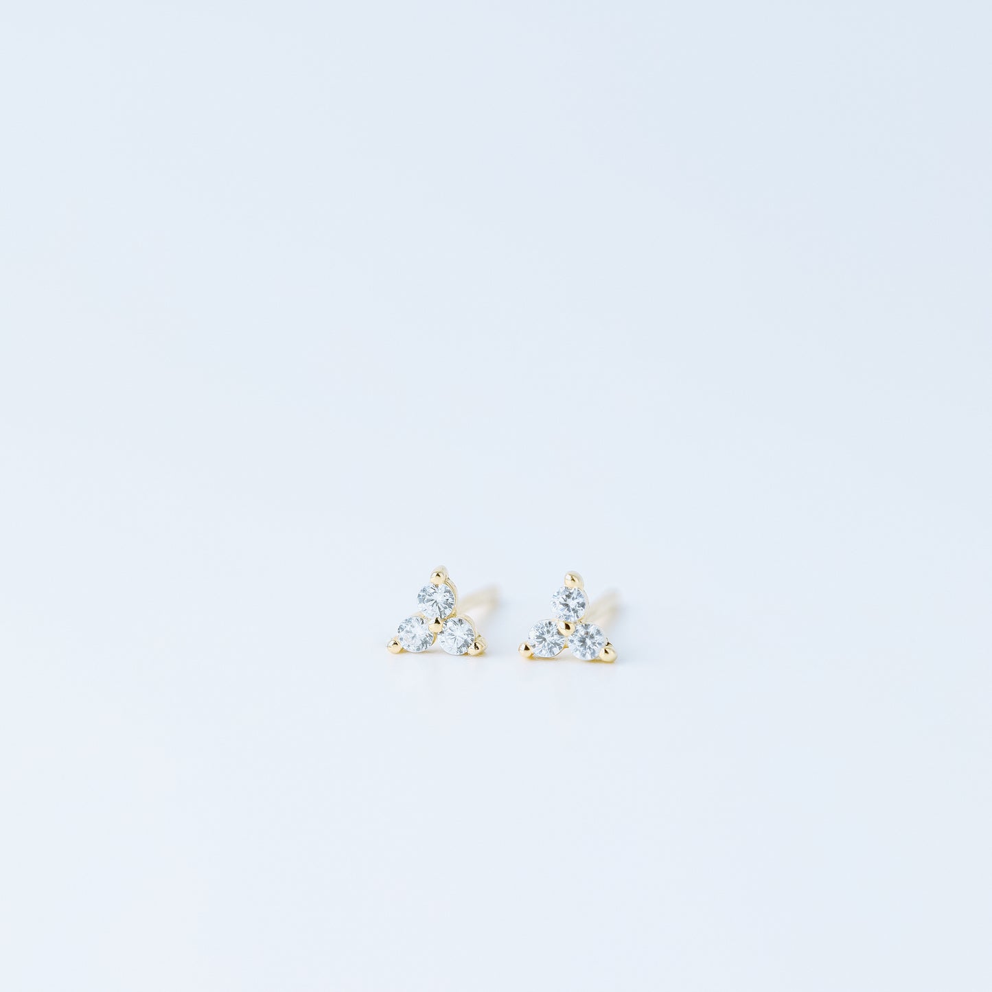 Tiny Clover Flower Stud Earrings, Silver, Gold, BYSDMJEWELS