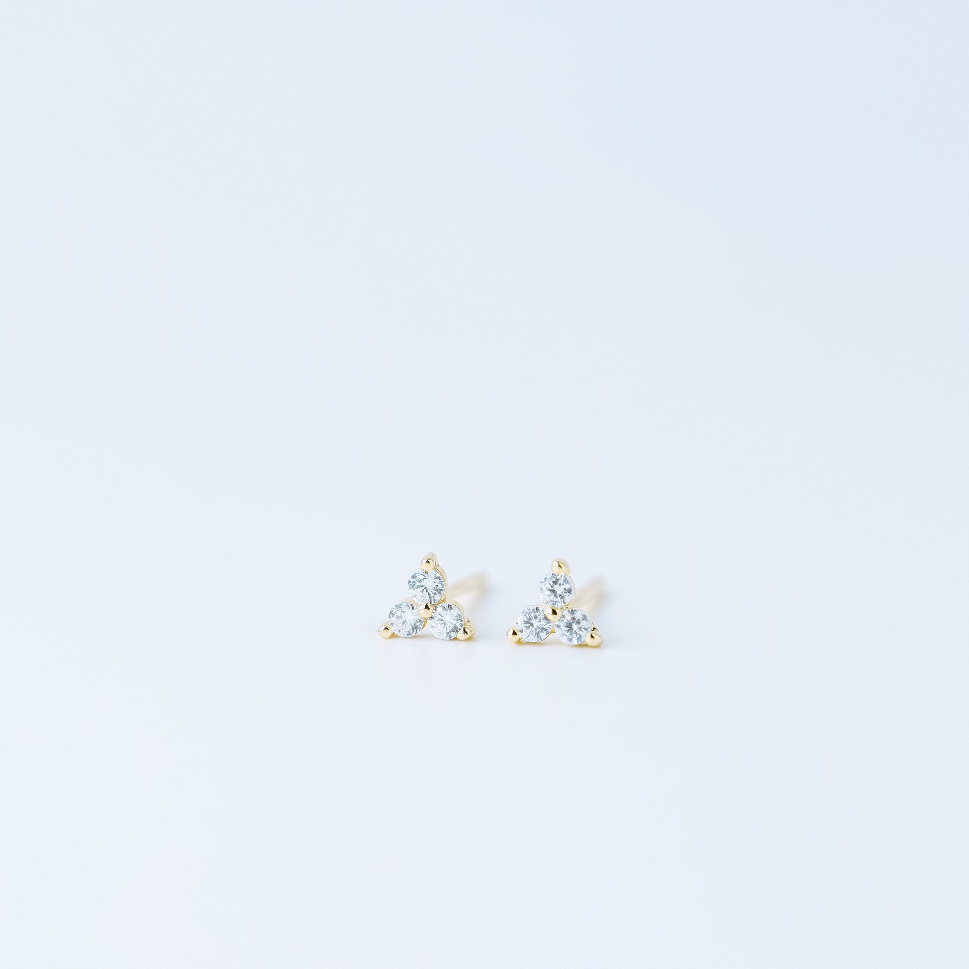 Tiny Clover Flower Stud Earrings, Silver, Gold, BYSDMJEWELS