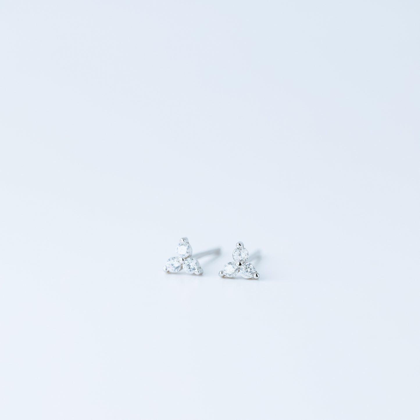 Tiny Clover Flower Stud Earrings, Silver, Gold, BYSDMJEWELS