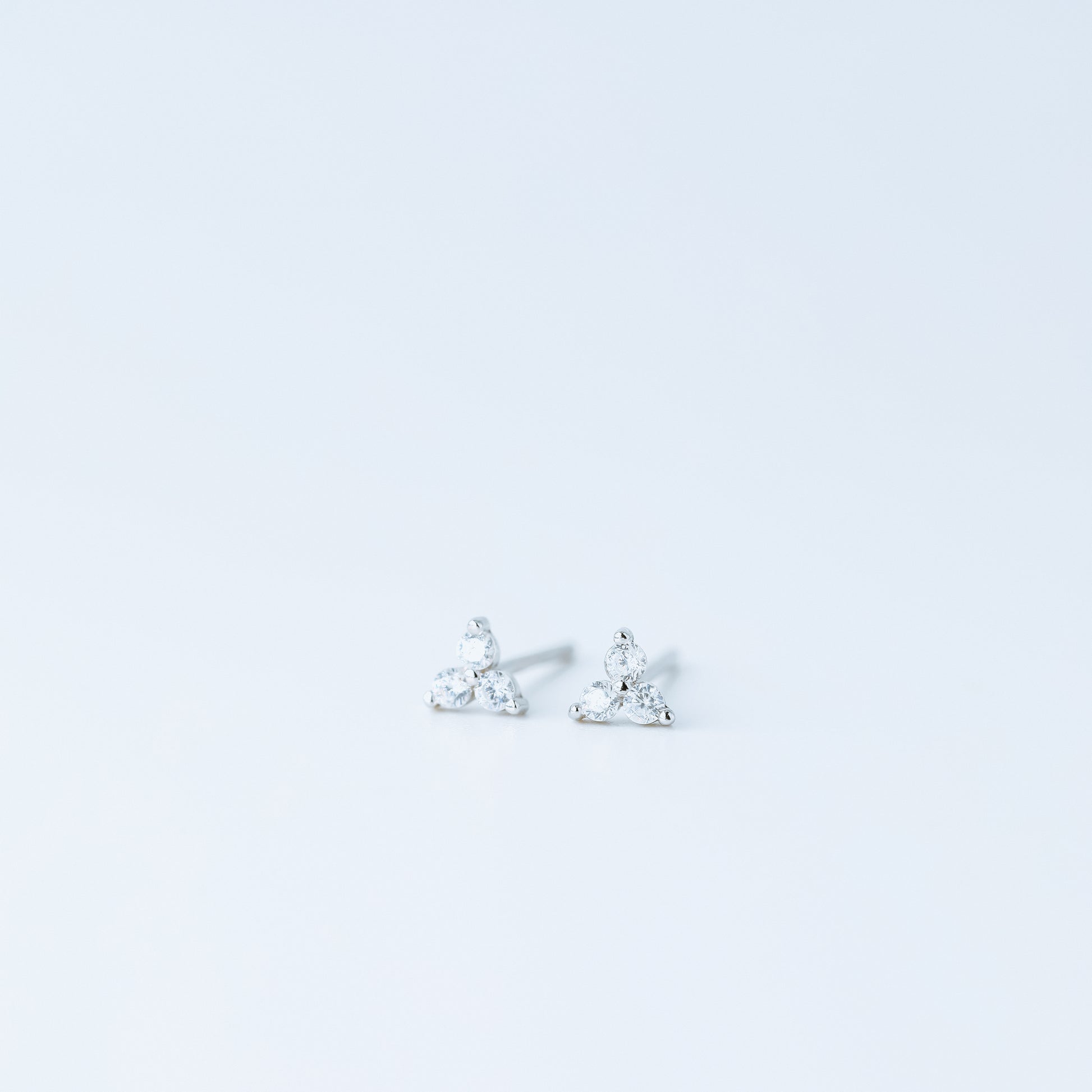 Tiny Clover Flower Stud Earrings, Silver, Gold, BYSDMJEWELS