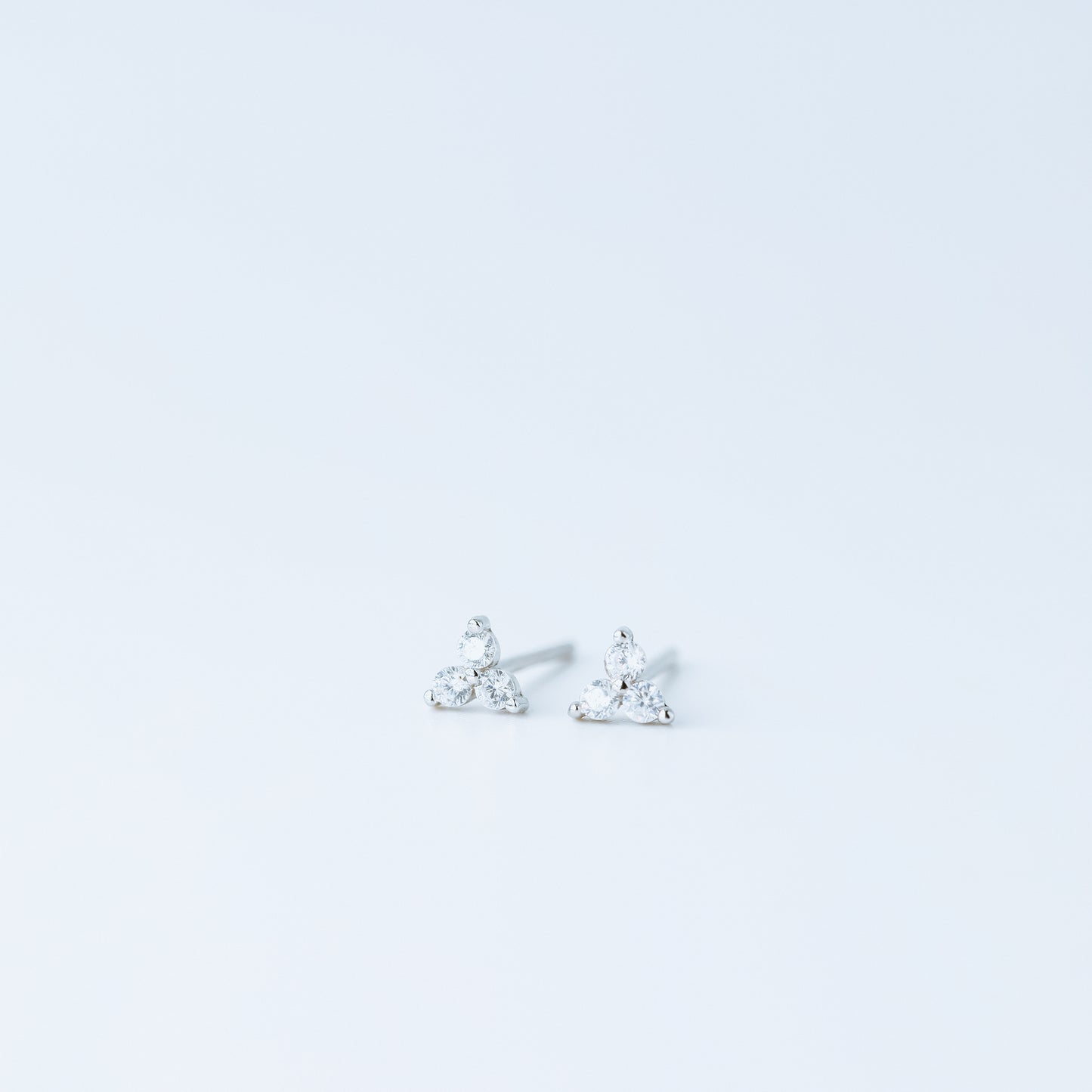 Tiny Clover Flower Stud Earrings, Silver, Gold, BYSDMJEWELS
