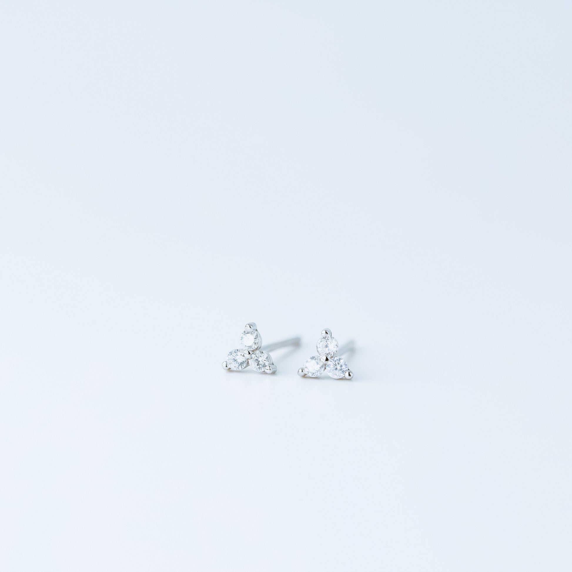 Tiny Clover Flower Stud Earrings, Silver, Gold, BYSDMJEWELS