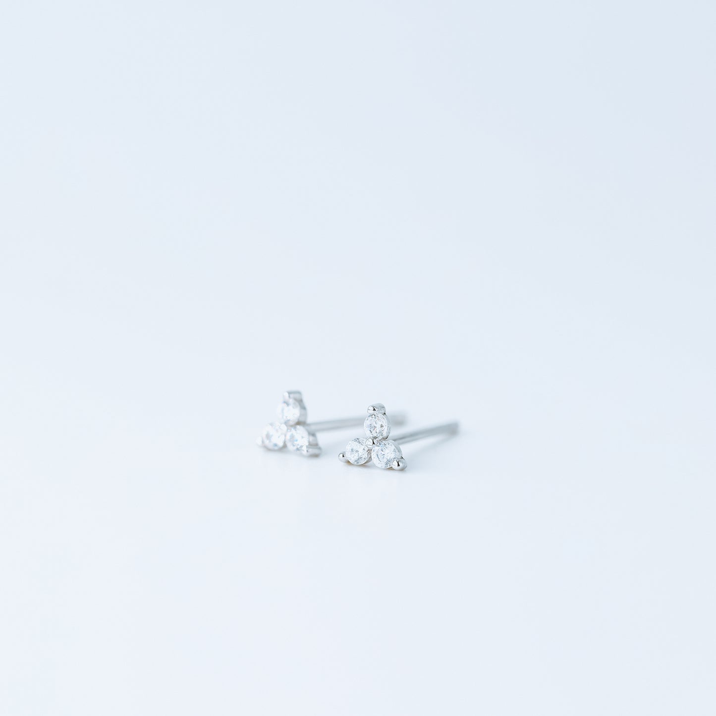 Tiny Clover Flower Stud Earrings, Silver, Gold, BYSDMJEWELS