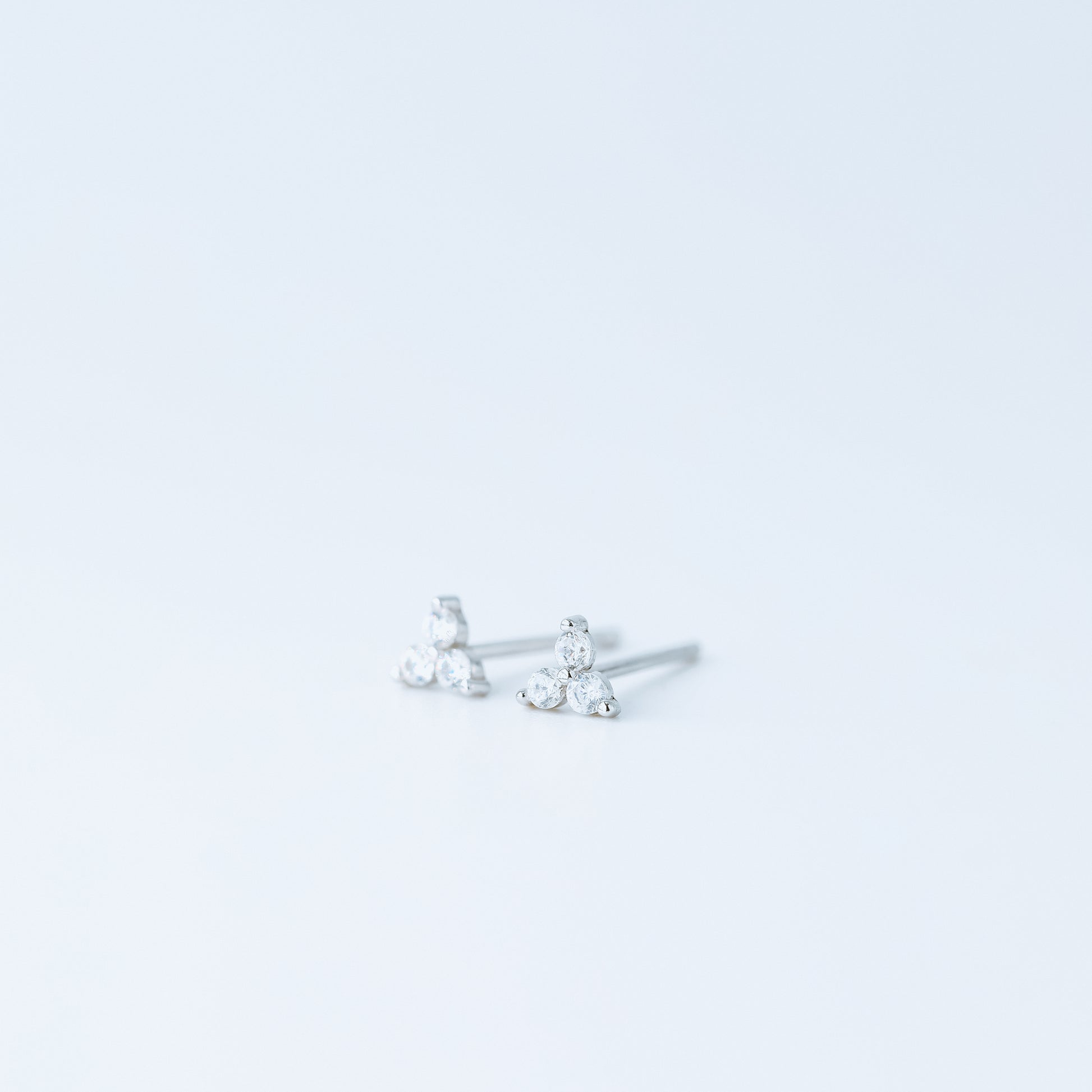 Tiny Clover Flower Stud Earrings, Silver, Gold, BYSDMJEWELS
