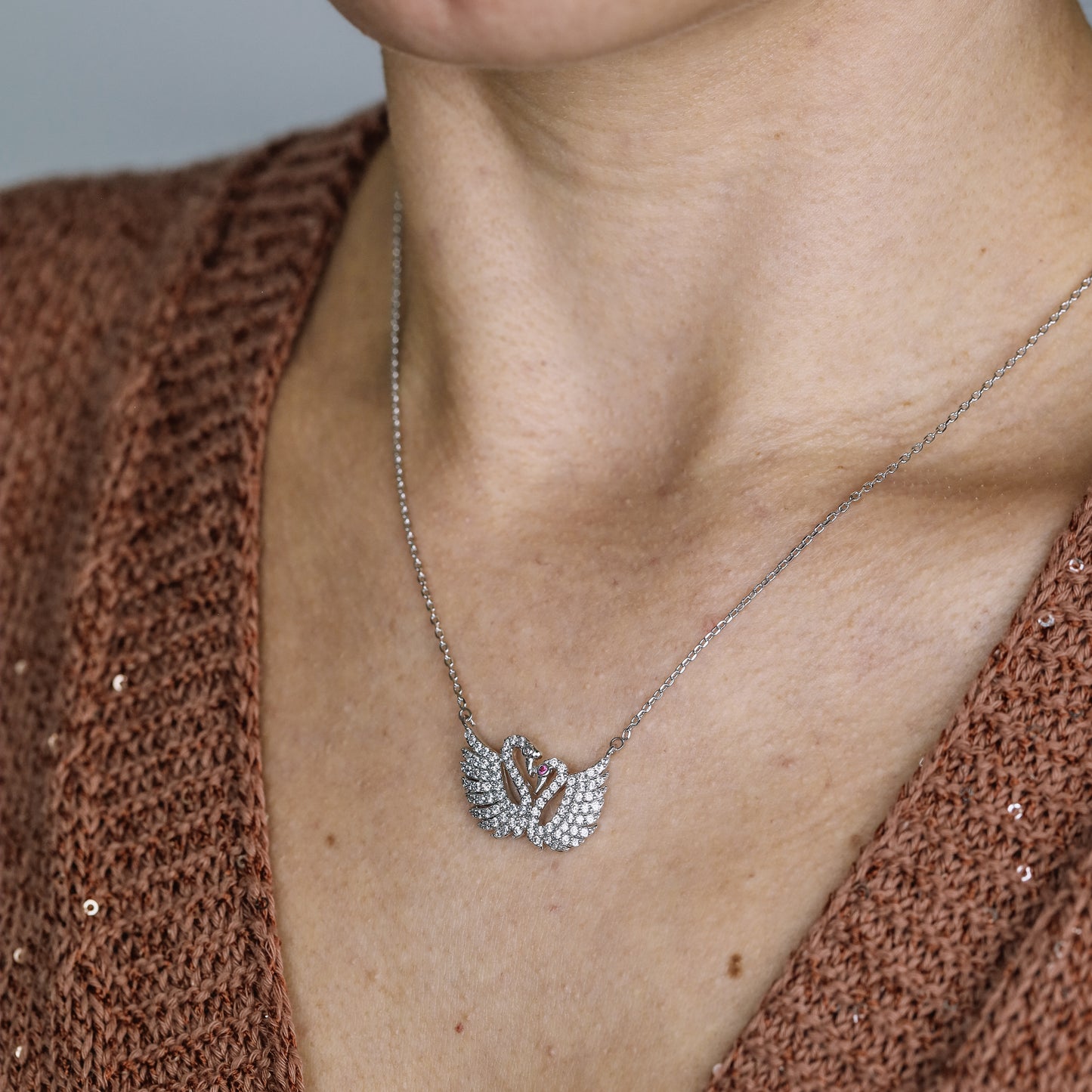 Two Swans in Love, Minimal Swan Necklaces for Women, Swan Pendant, Gift for Daughter, Best Friend Birthday Gift for Her, Silver, BYSDMJEWELS