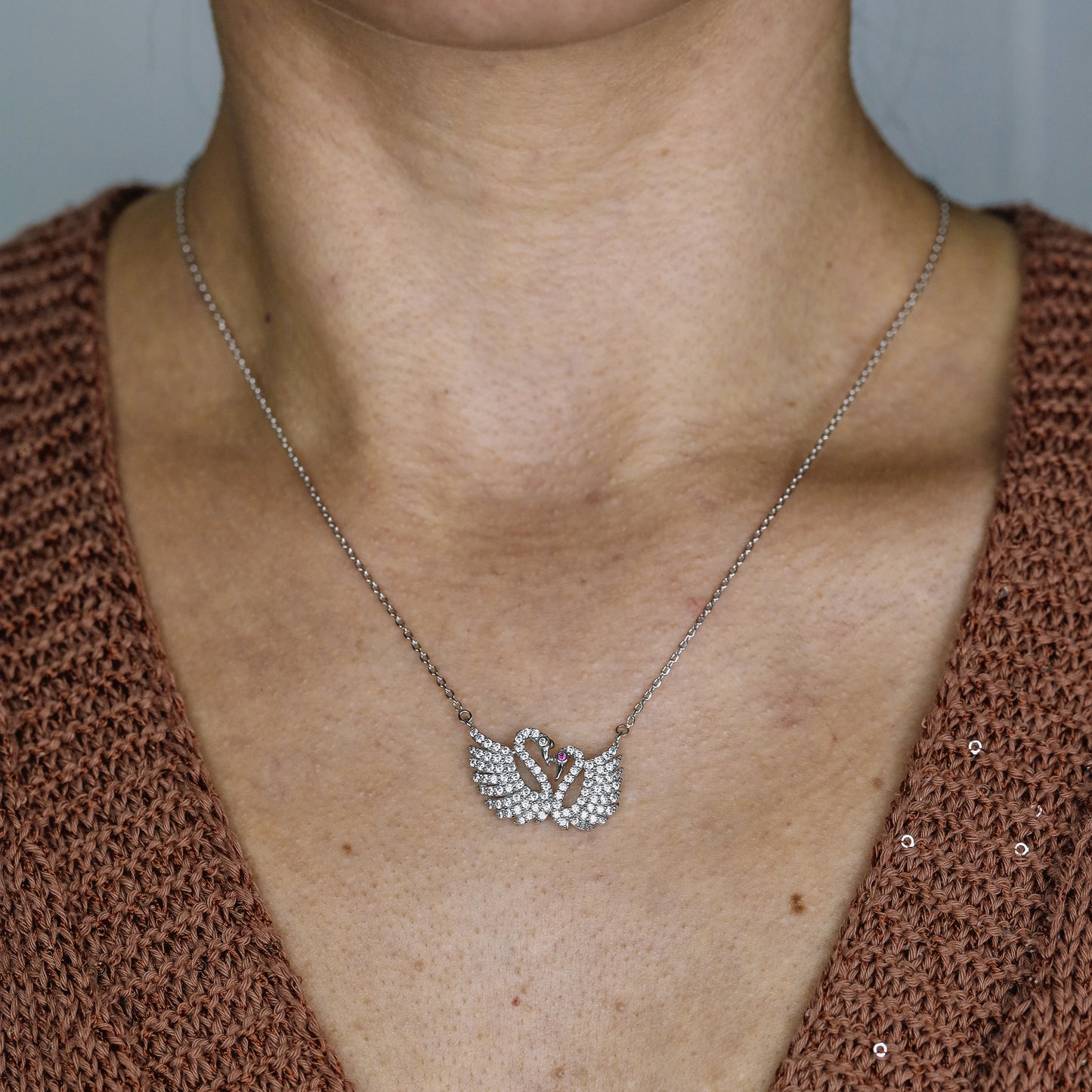 Two Swans in Love, Minimal Swan Necklaces for Women, Swan Pendant, Gift for Daughter, Best Friend Birthday Gift for Her, Silver, BYSDMJEWELS