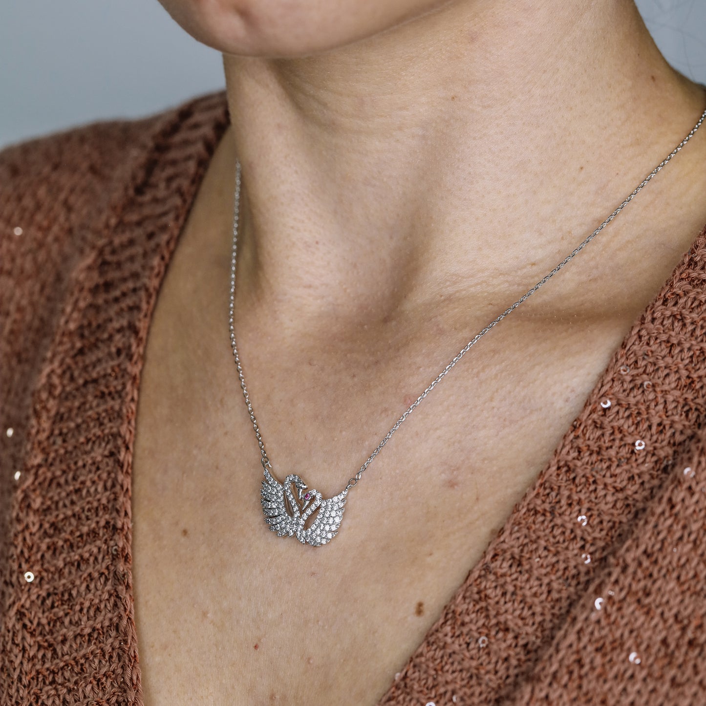 Two Swans in Love, Minimal Swan Necklaces for Women, Swan Pendant, Gift for Daughter, Best Friend Birthday Gift for Her, Silver, BYSDMJEWELS