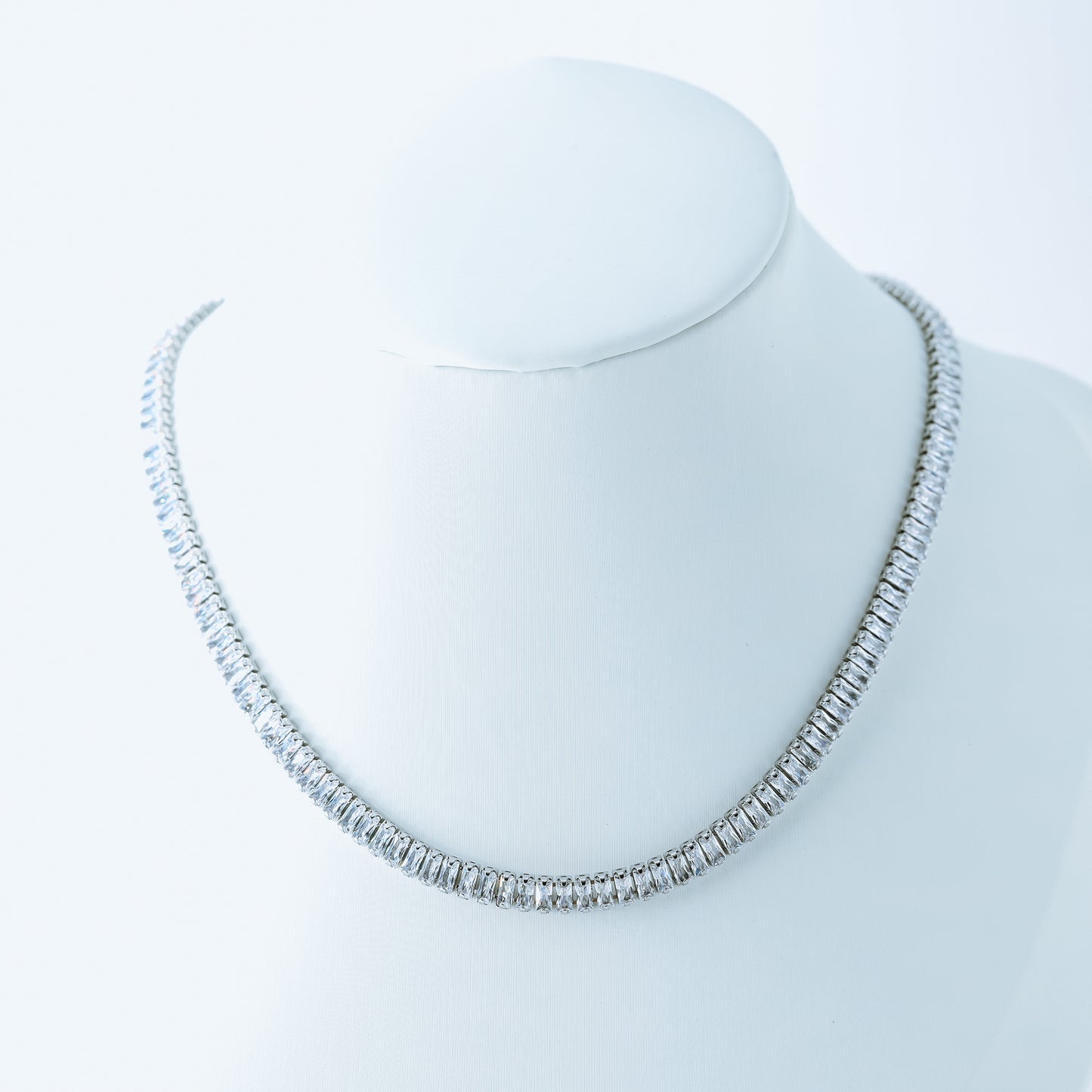 Tennis Baguette Necklace • Cubic Zirconia Choker • Diamond Tennis Necklace • Diamond Necklace Gift • Gold Diamond Chain • BYSDMJEWELS