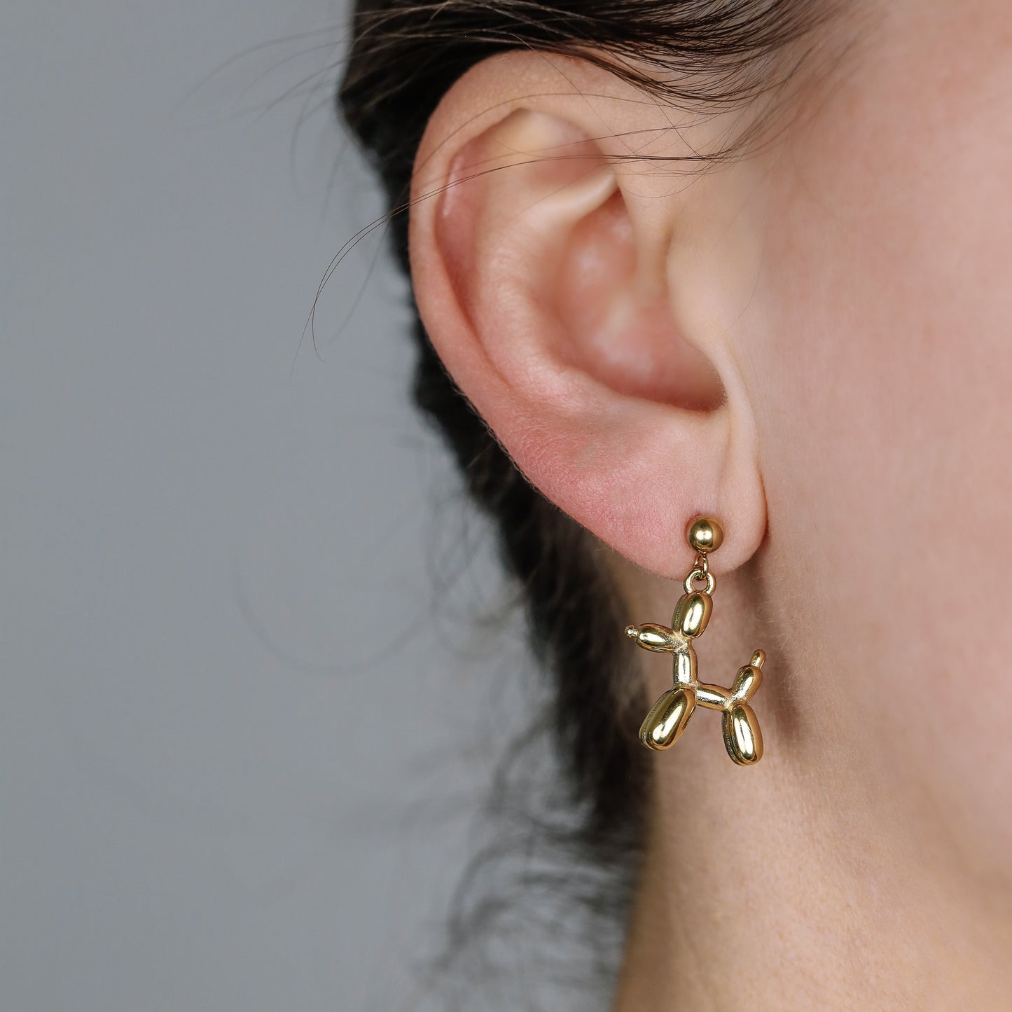 Balloon Dog Studs • Pet Animal Jewelry • Poodle Earrings • Quirky Poodle Dog Earrings Gold, Silver • BYSDMJEWELS