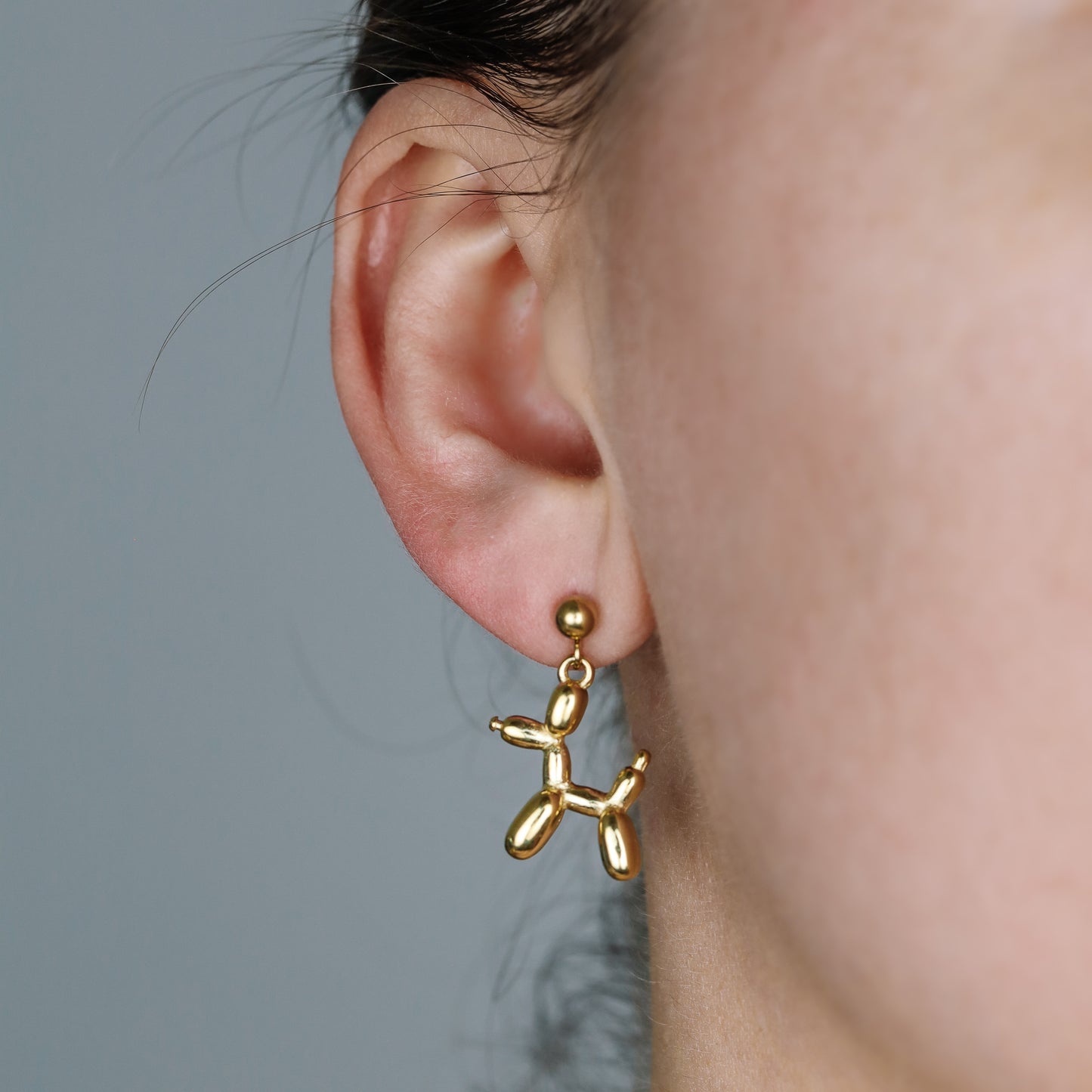 Balloon Dog Studs • Pet Animal Jewelry • Poodle Earrings • Quirky Poodle Dog Earrings Gold, Silver • BYSDMJEWELS