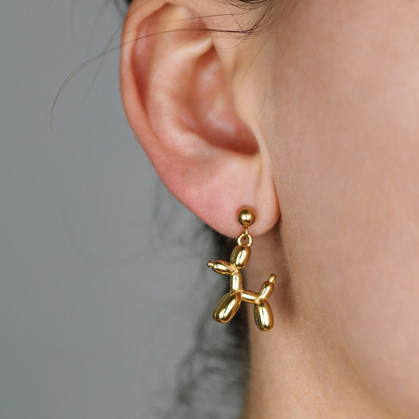 Balloon Dog Studs • Pet Animal Jewelry • Poodle Earrings • Quirky Poodle Dog Earrings Gold, Silver • BYSDMJEWELS