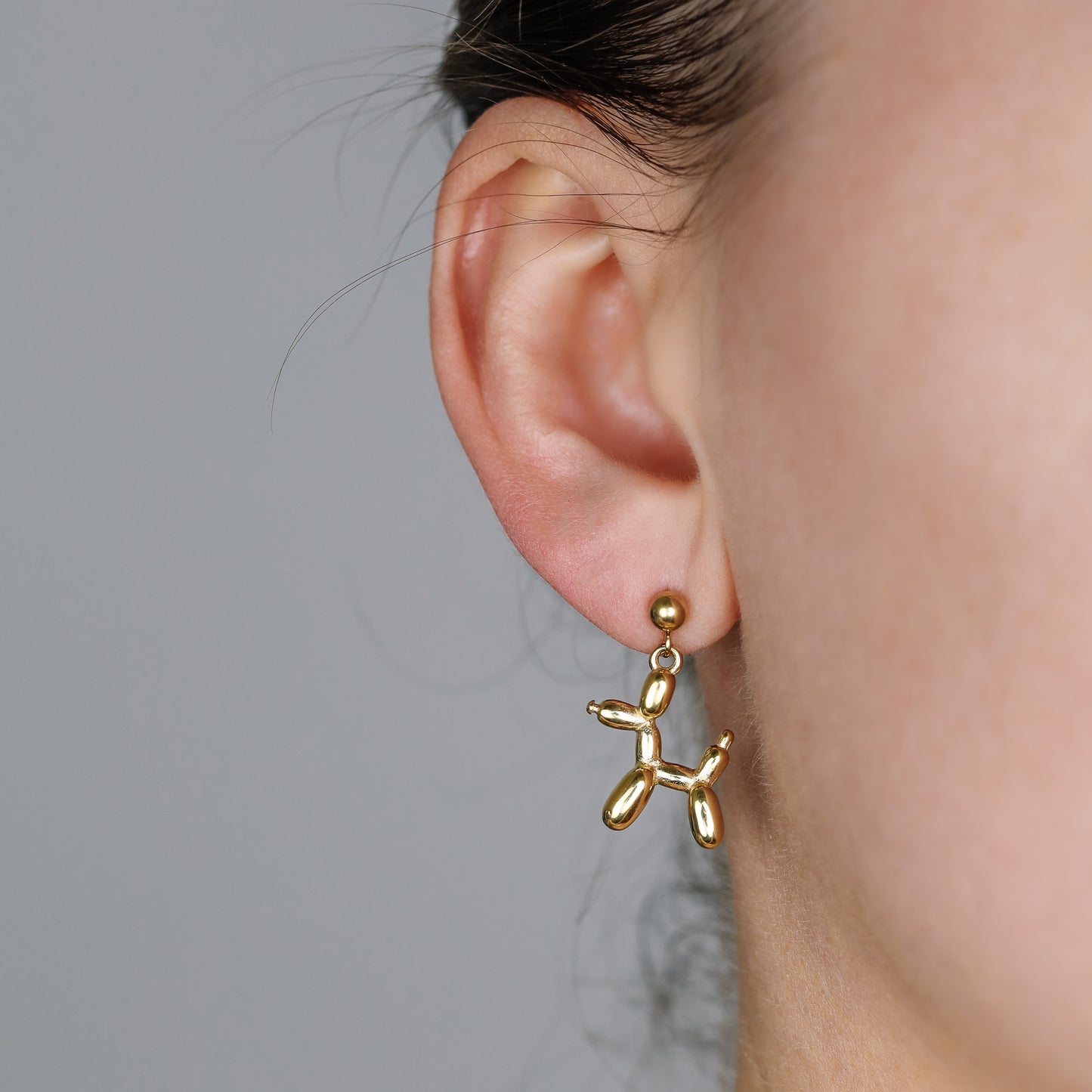 Balloon Dog Studs • Pet Animal Jewelry • Poodle Earrings • Quirky Poodle Dog Earrings Gold, Silver • BYSDMJEWELS