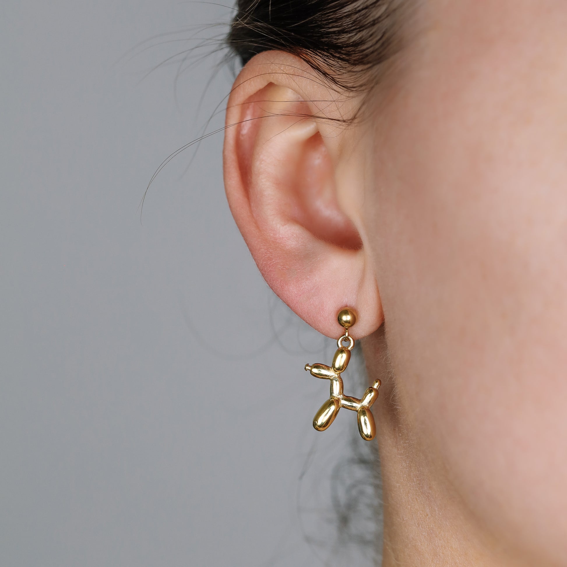 Balloon Dog Studs • Pet Animal Jewelry • Poodle Earrings • Quirky Poodle Dog Earrings Gold, Silver • BYSDMJEWELS