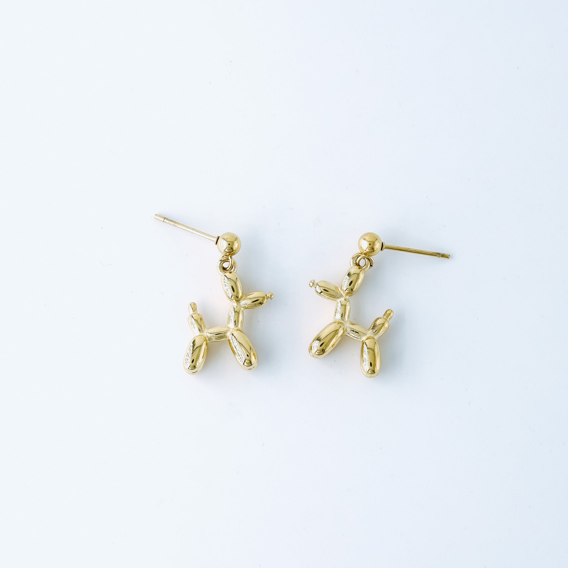Balloon Dog Studs • Pet Animal Jewelry • Poodle Earrings • Quirky Poodle Dog Earrings Gold, Silver • BYSDMJEWELS