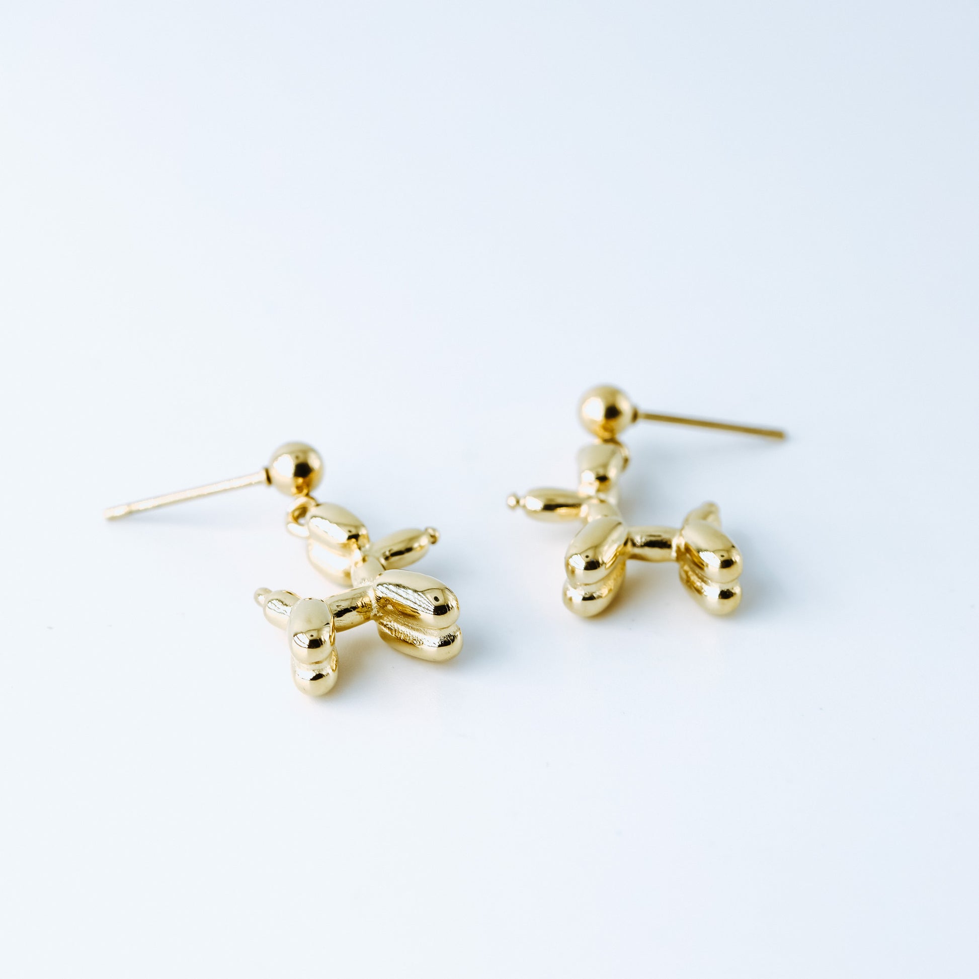 Balloon Dog Studs • Pet Animal Jewelry • Poodle Earrings • Quirky Poodle Dog Earrings Gold, Silver • BYSDMJEWELS