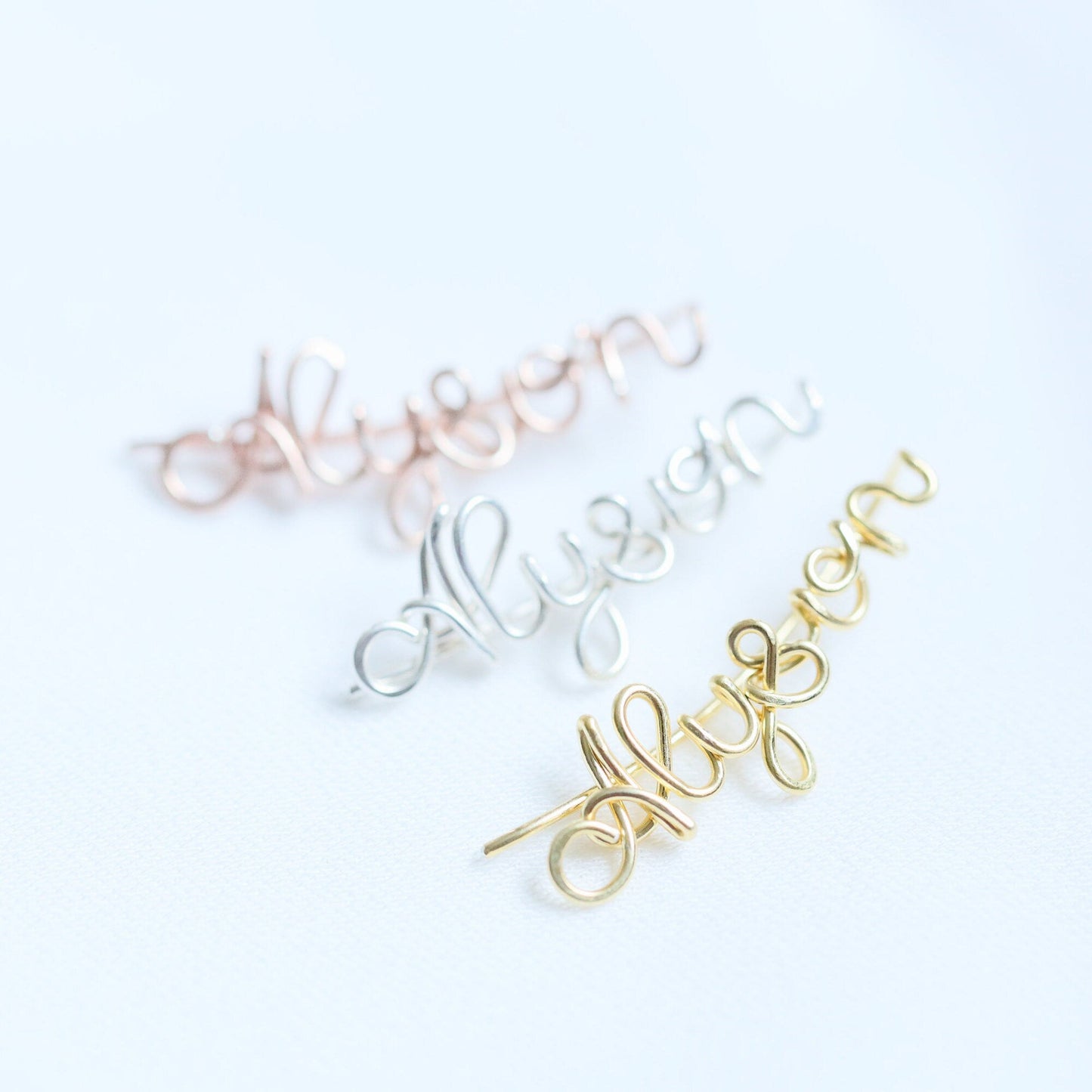 Custom Handwritten Name Ear Climber • Personalized Ear Climber Earrings • Name Ear Cuff • BYSDMJEWELS